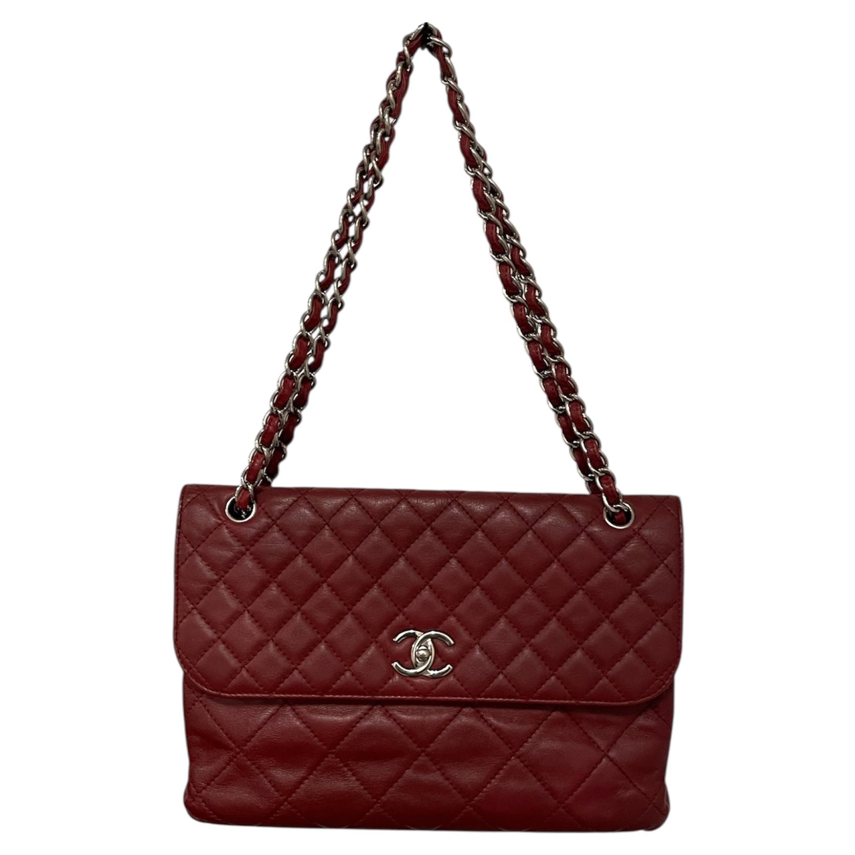 CHANEL/Hand Bag/Leather/BRD/BURGUNDY QUILTED SILVER HRDWAR view 1