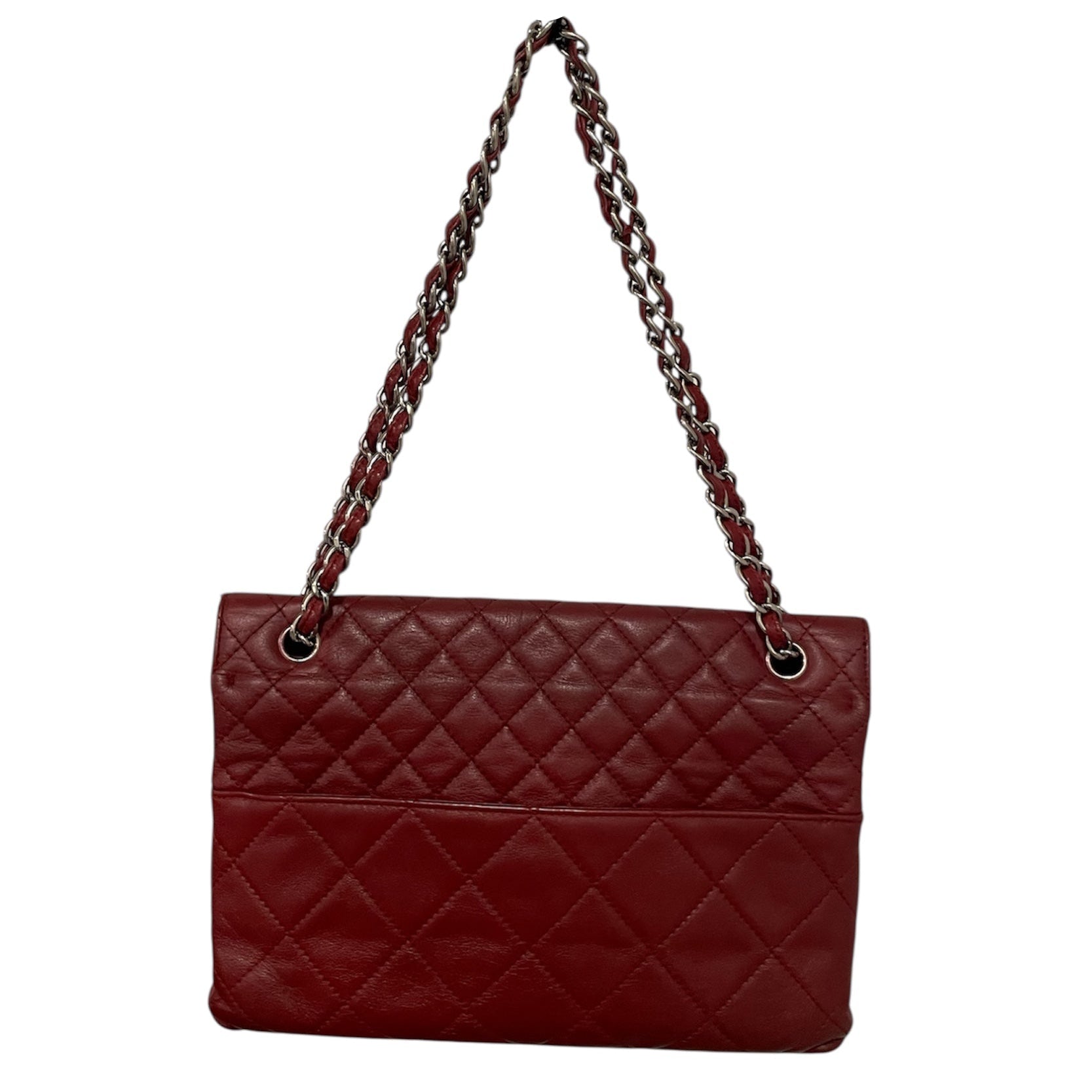 CHANEL/Hand Bag/Leather/BRD/BURGUNDY QUILTED SILVER HRDWAR view 2