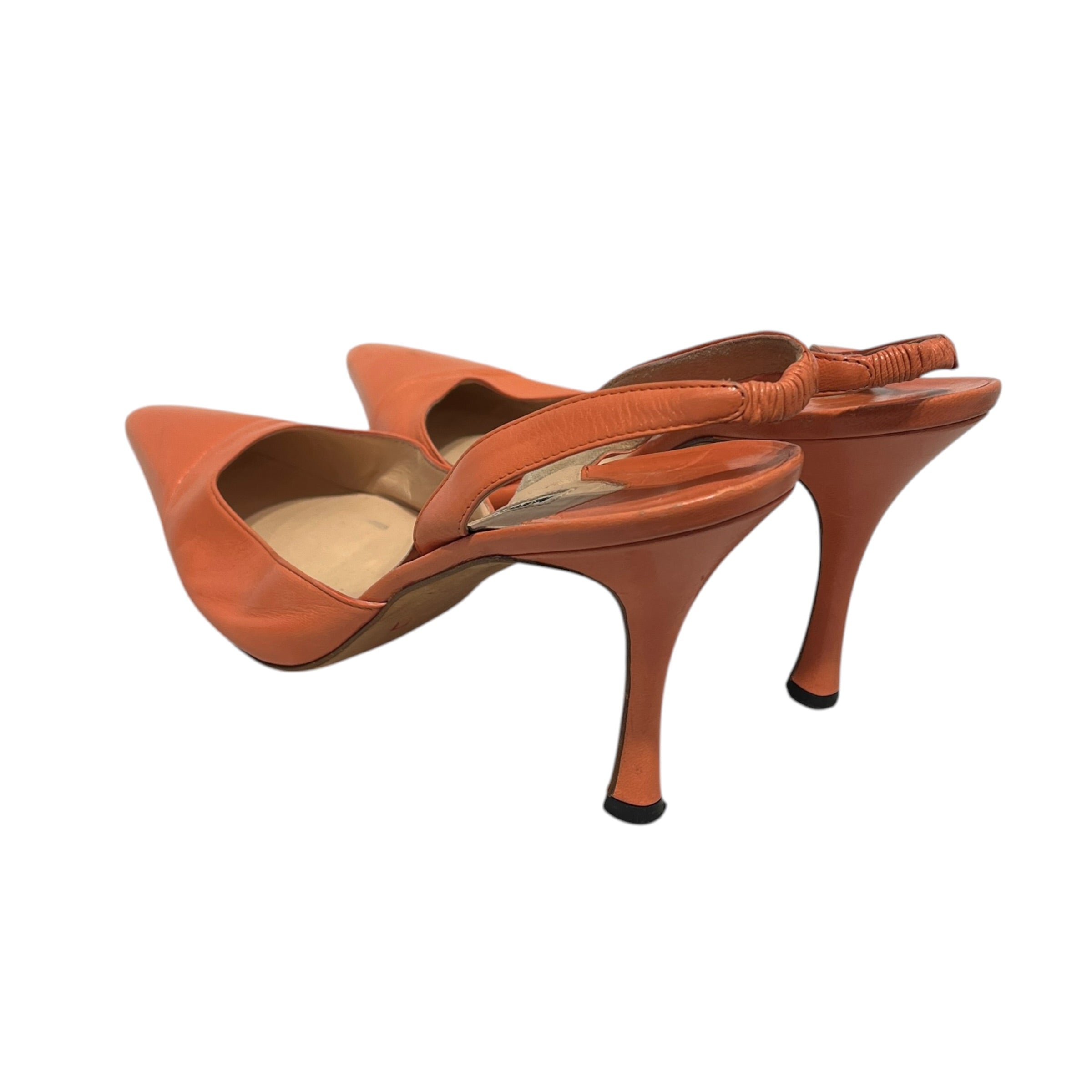 MANOLO BLAHNIK/Heels/EU 40/Leather/PNK/CORAL SLINGBACK STILETTO PUMP view 2