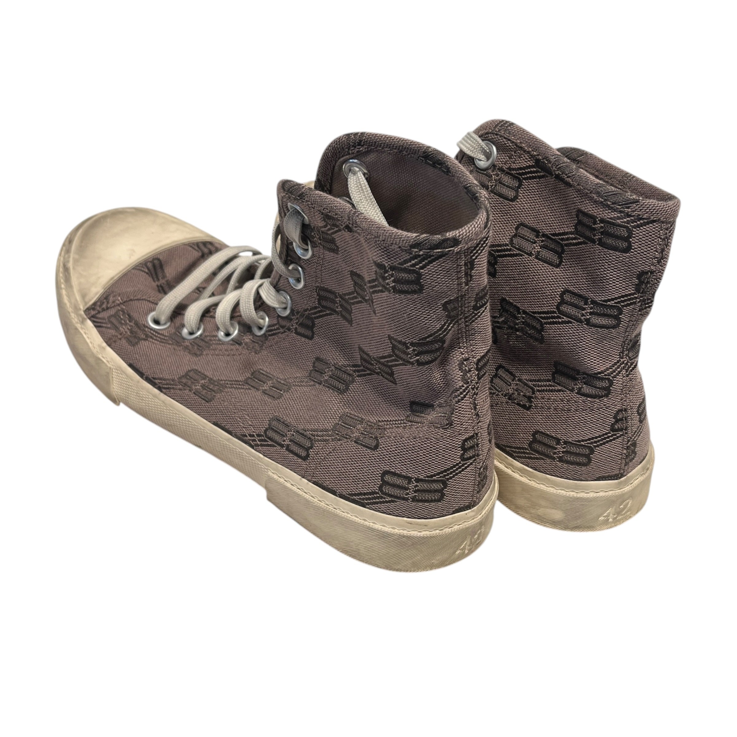 BALENCIAGA/Hi-Sneakers/US 9/Cotton/GRY/bb canvas hi tops view 2