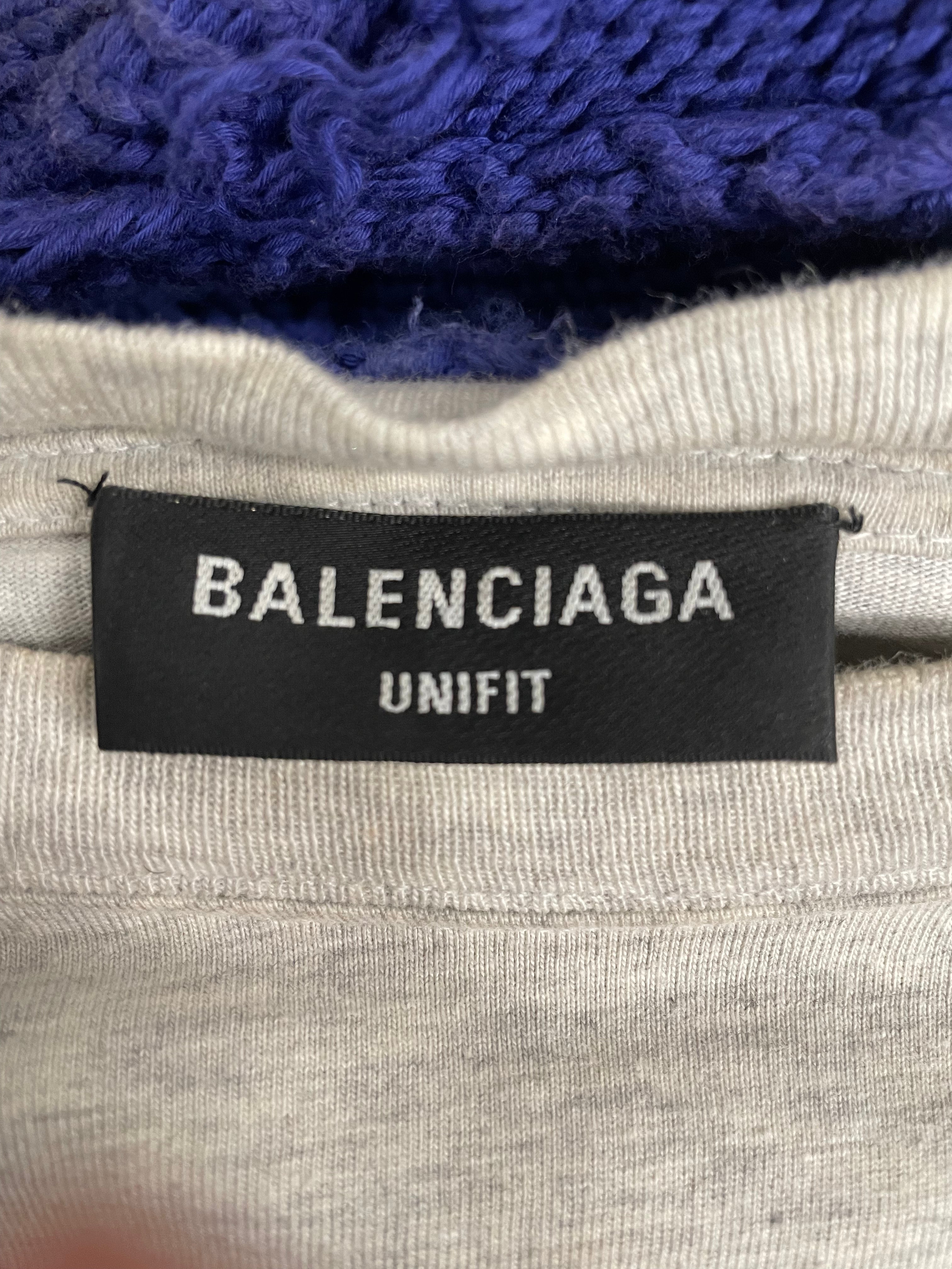 BALENCIAGA/Hoodie/M/Wool/BLU/CAMPAIGN DISTRESSED KNIT HOOD view 3