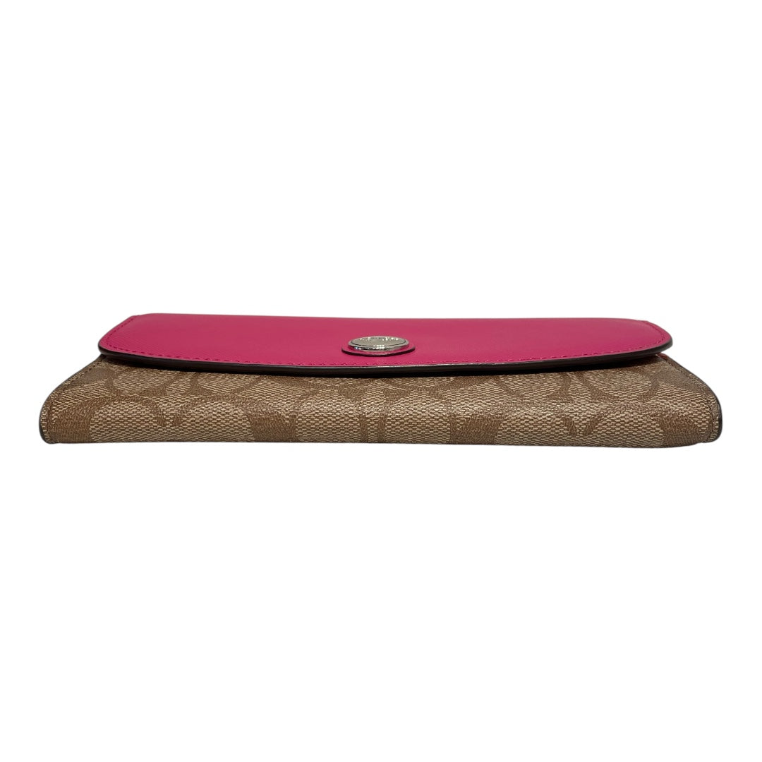 COACH/Long Wallet/Monogram/Leather/PNK/coated canvas continental view 3