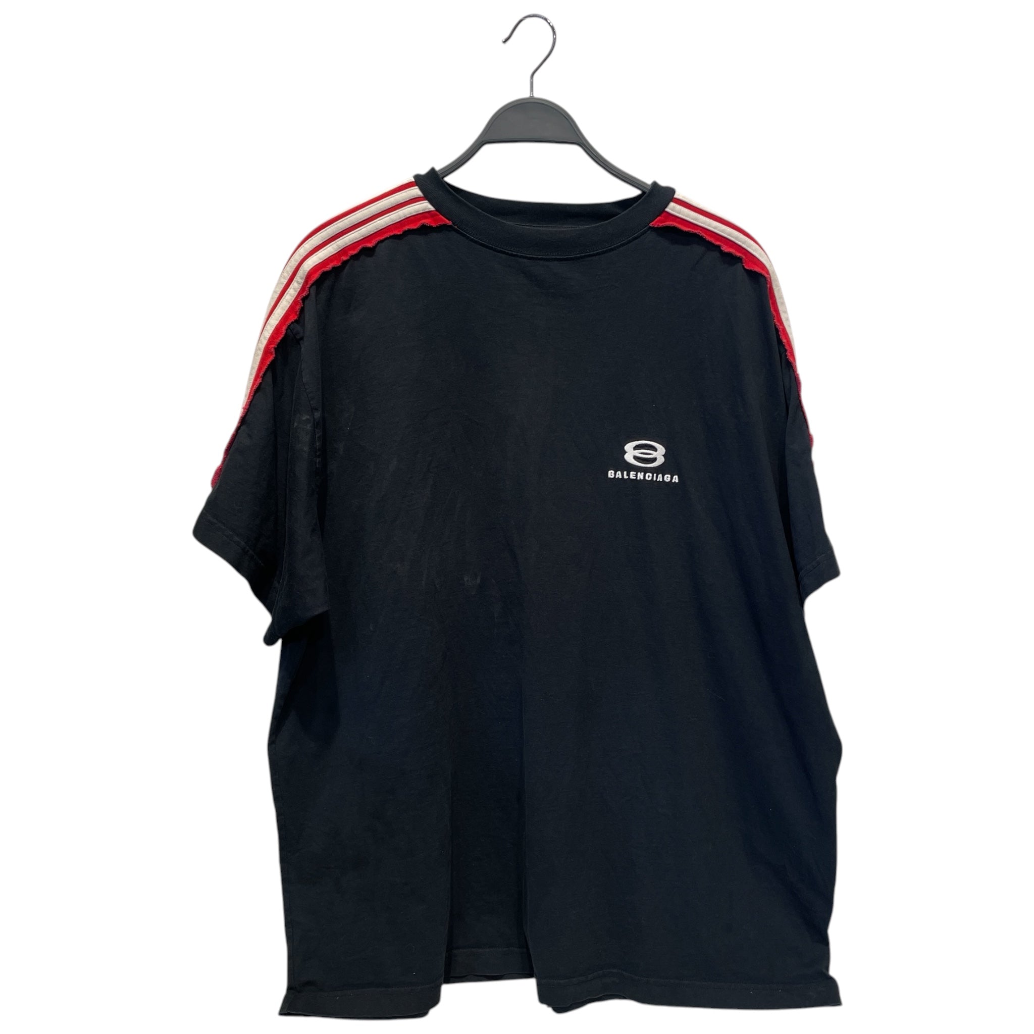 BALENCIAGA/T-Shirt/3/Cotton/BLK/DOUBLE RING/STRIPE STRIPES RED view 1