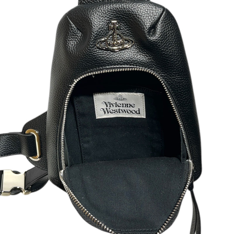 Vivienne Westwood/Cross Body Bag/Leather/BLK/ORB EMBLEM MINI SLING