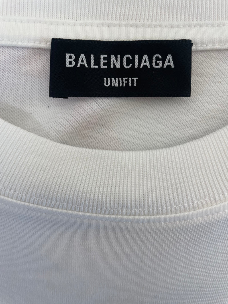 BALENCIAGA/T-Shirt/L/Cotton/WHT/