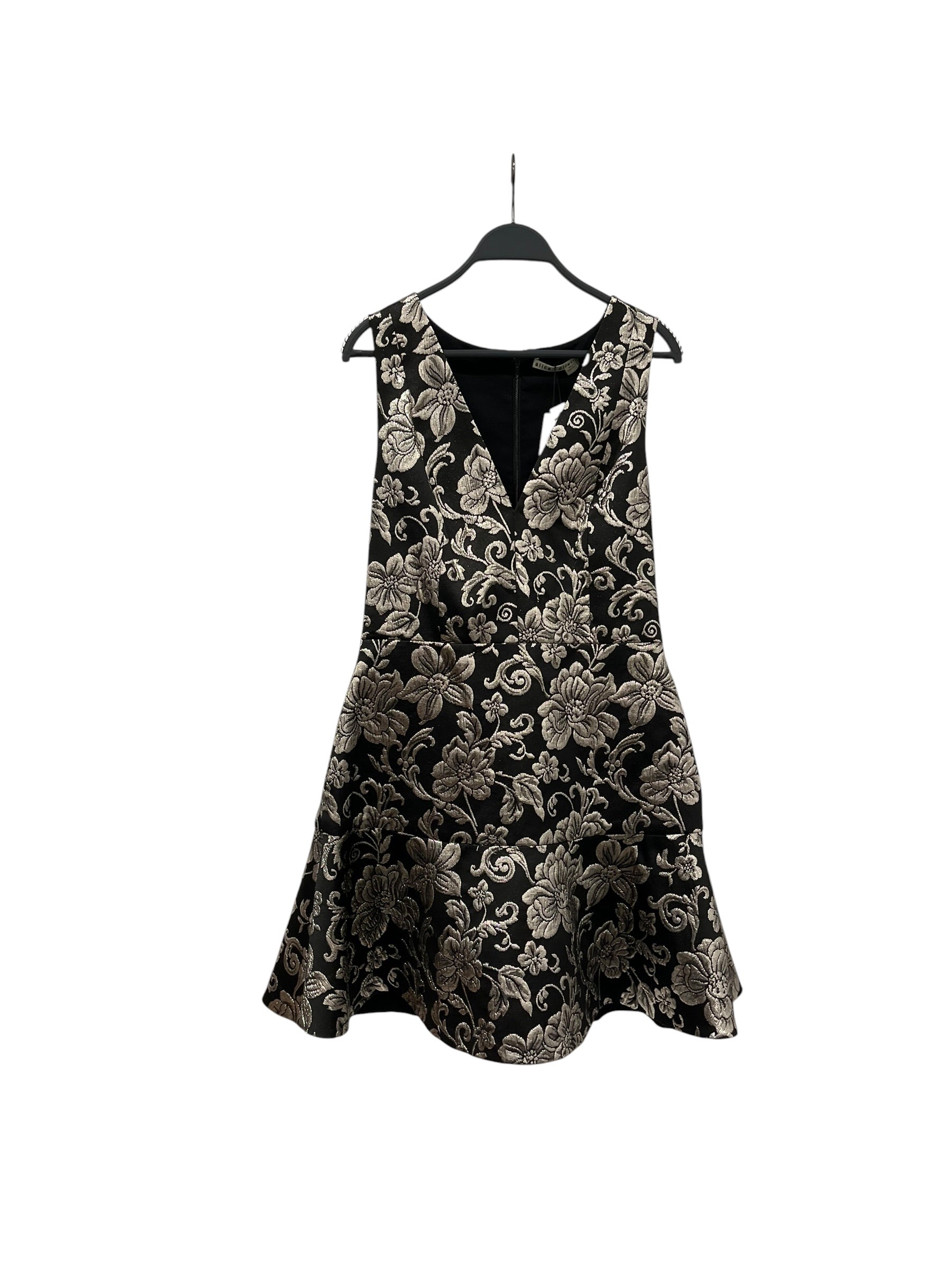 alice+olivia/Dress/12/Glitter/Polyester/BLK/Glitter Floral Print view 1