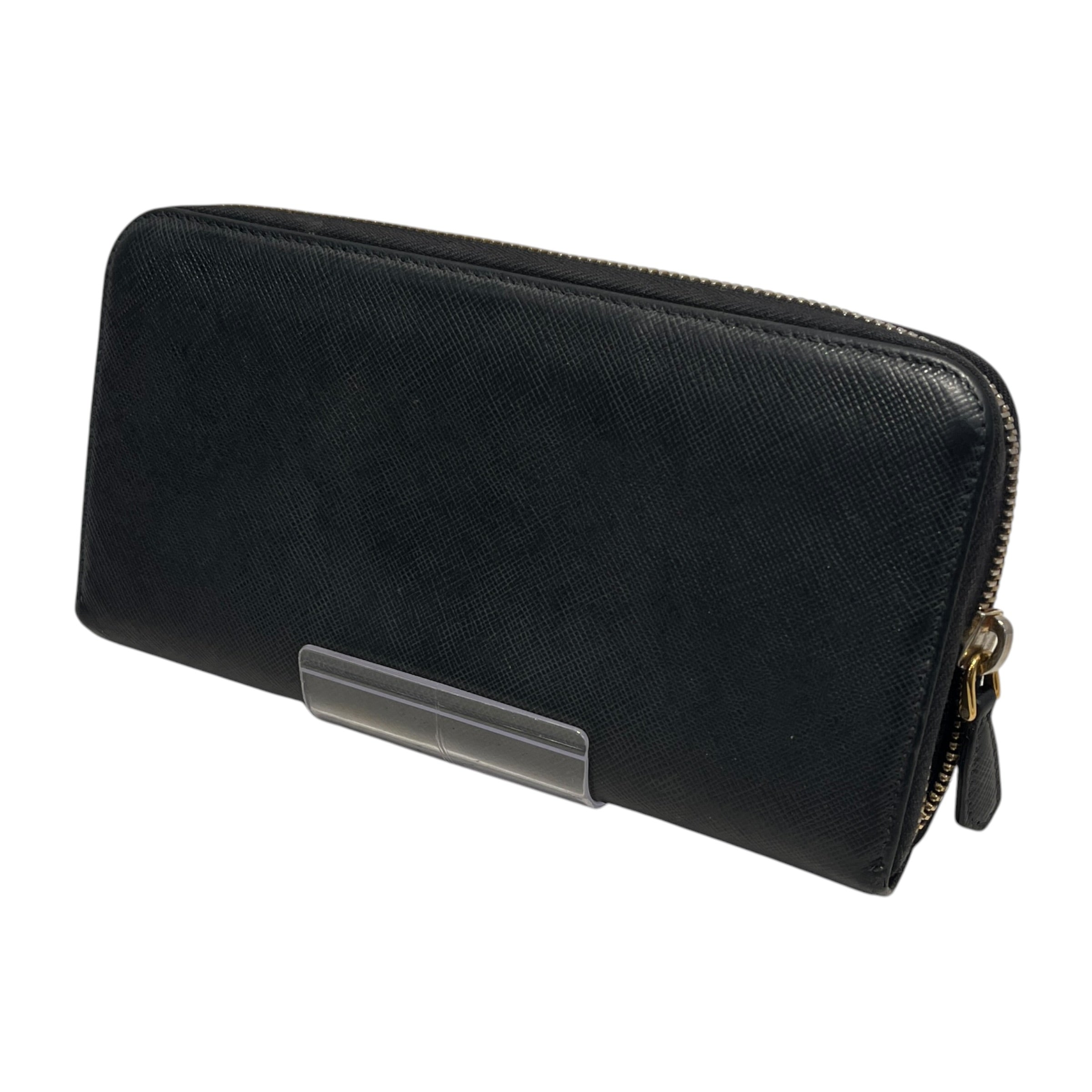 PRADA/Long Wallet/Leather/BLK/L's/SAFFIANO TRANGLE LEATHER/GOLD view 2