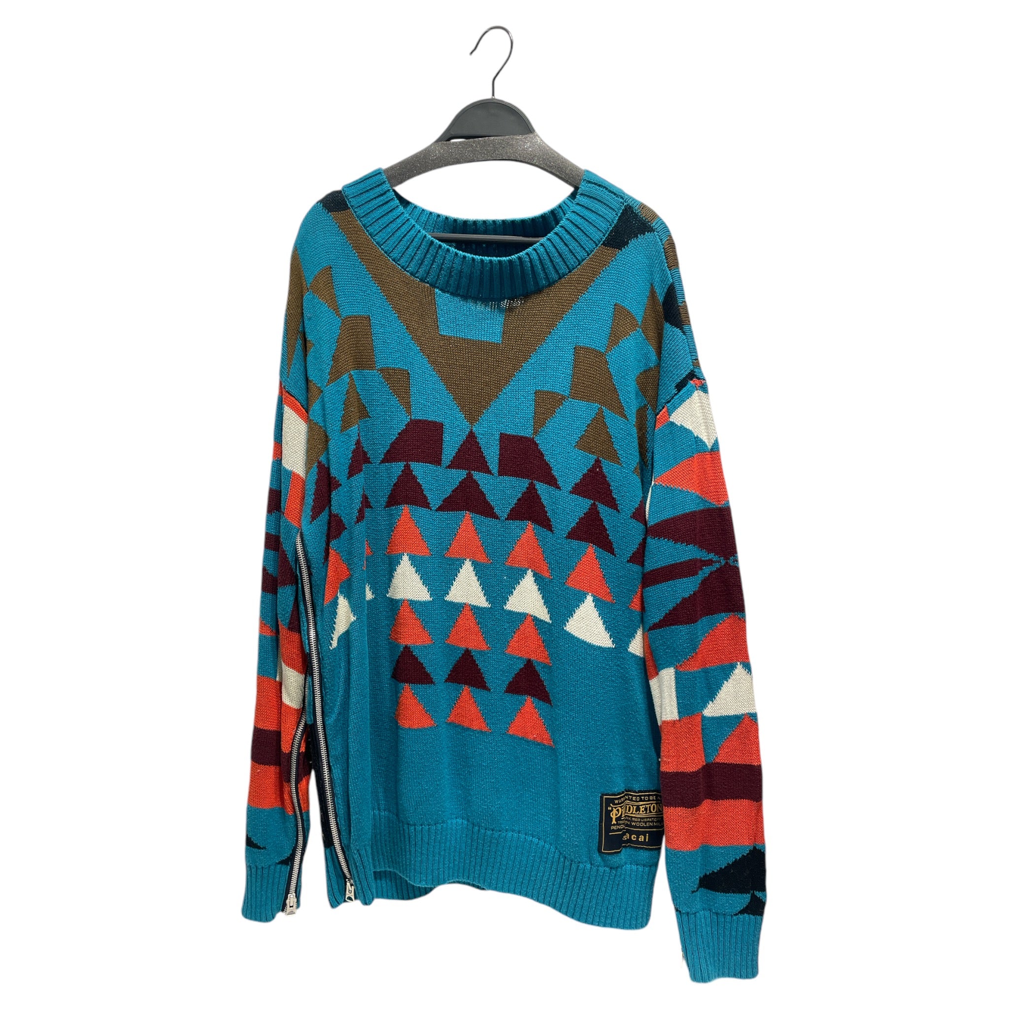 Sacai/PENDLETON/Heavy Sweater/1/All Over Print/Cotton/BLU/ view 1