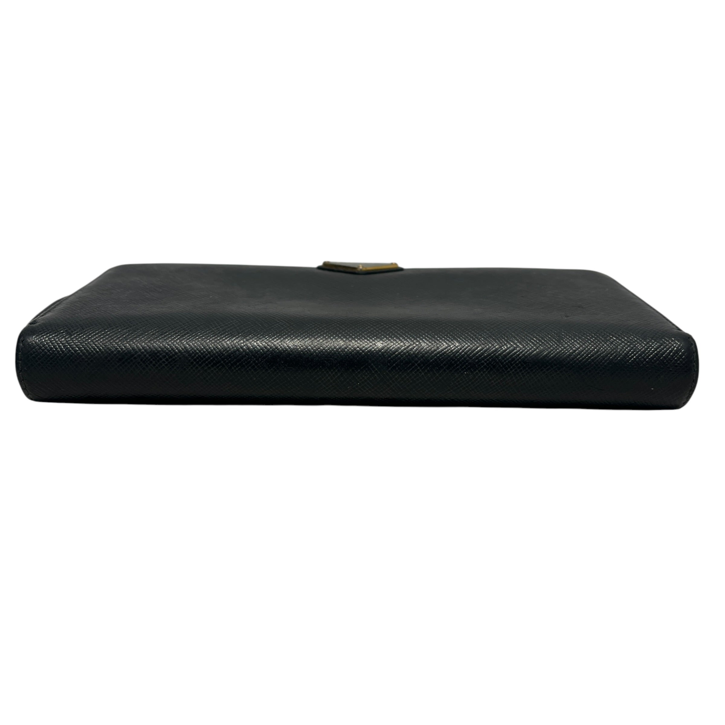 PRADA/Long Wallet/Leather/BLK/L's/SAFFIANO TRANGLE LEATHER/GOLD view 3