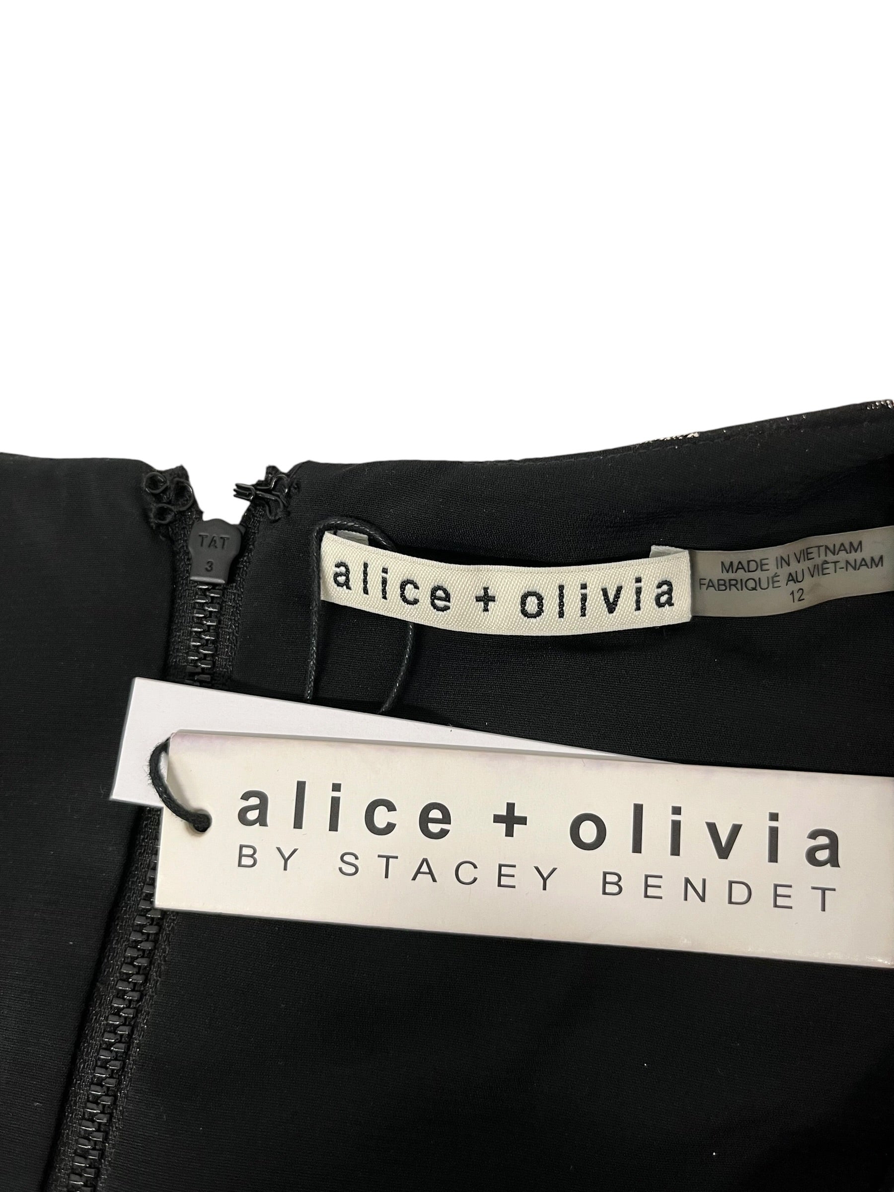 alice+olivia/Dress/12/Glitter/Polyester/BLK/Glitter Floral Print view 3