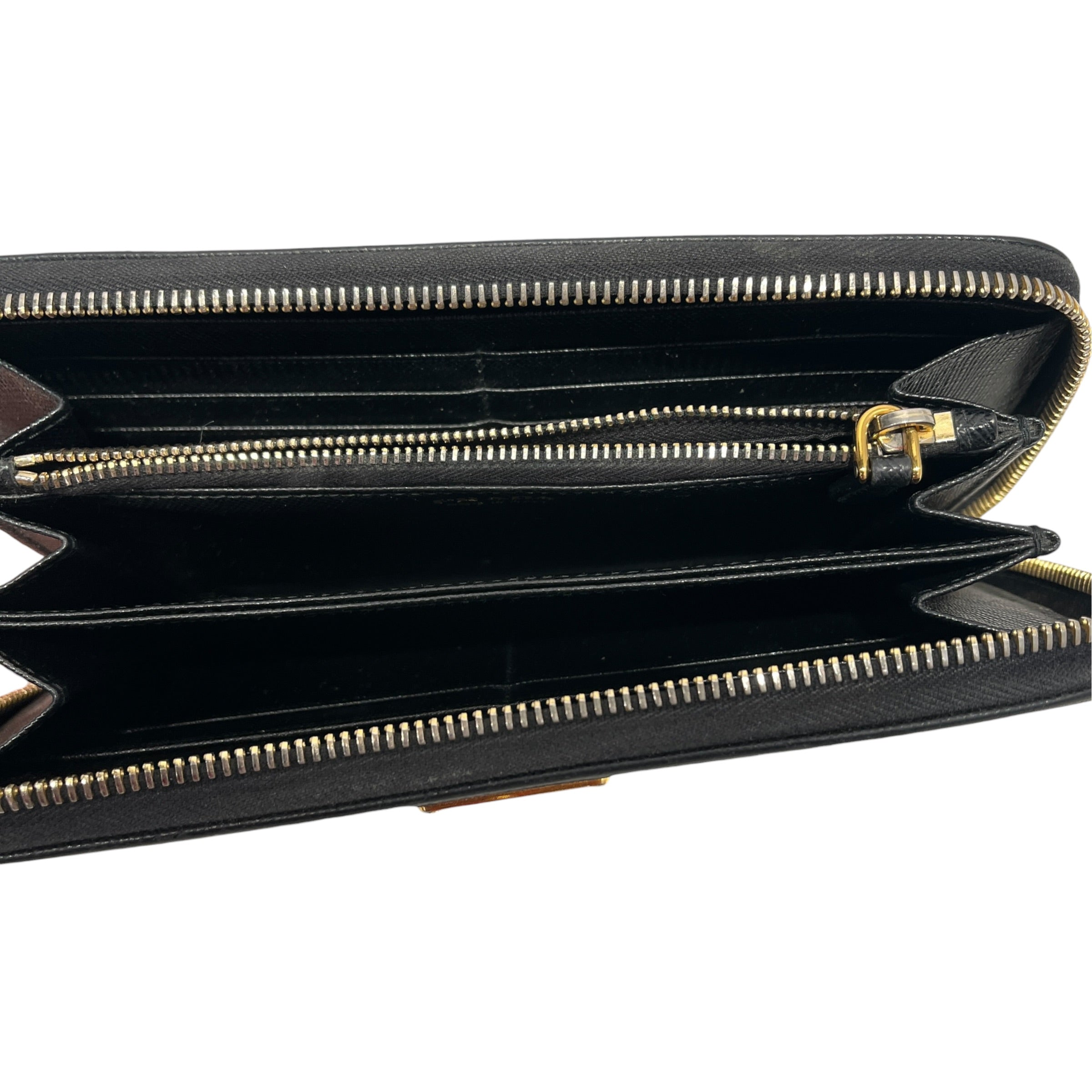 PRADA/Long Wallet/Leather/BLK/L's/SAFFIANO TRANGLE LEATHER/GOLD view 4