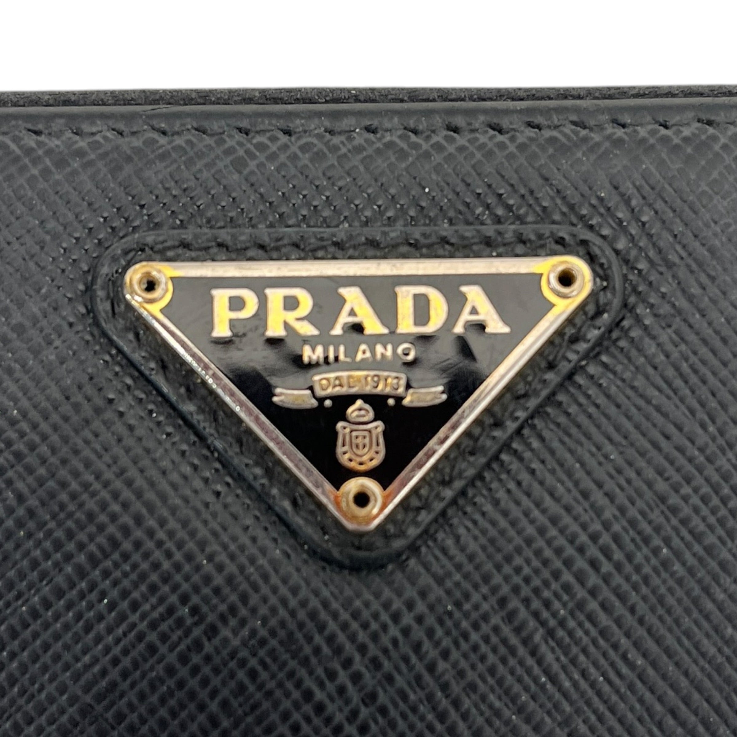PRADA/Long Wallet/Leather/BLK/L's/SAFFIANO TRANGLE LEATHER/GOLD view 5