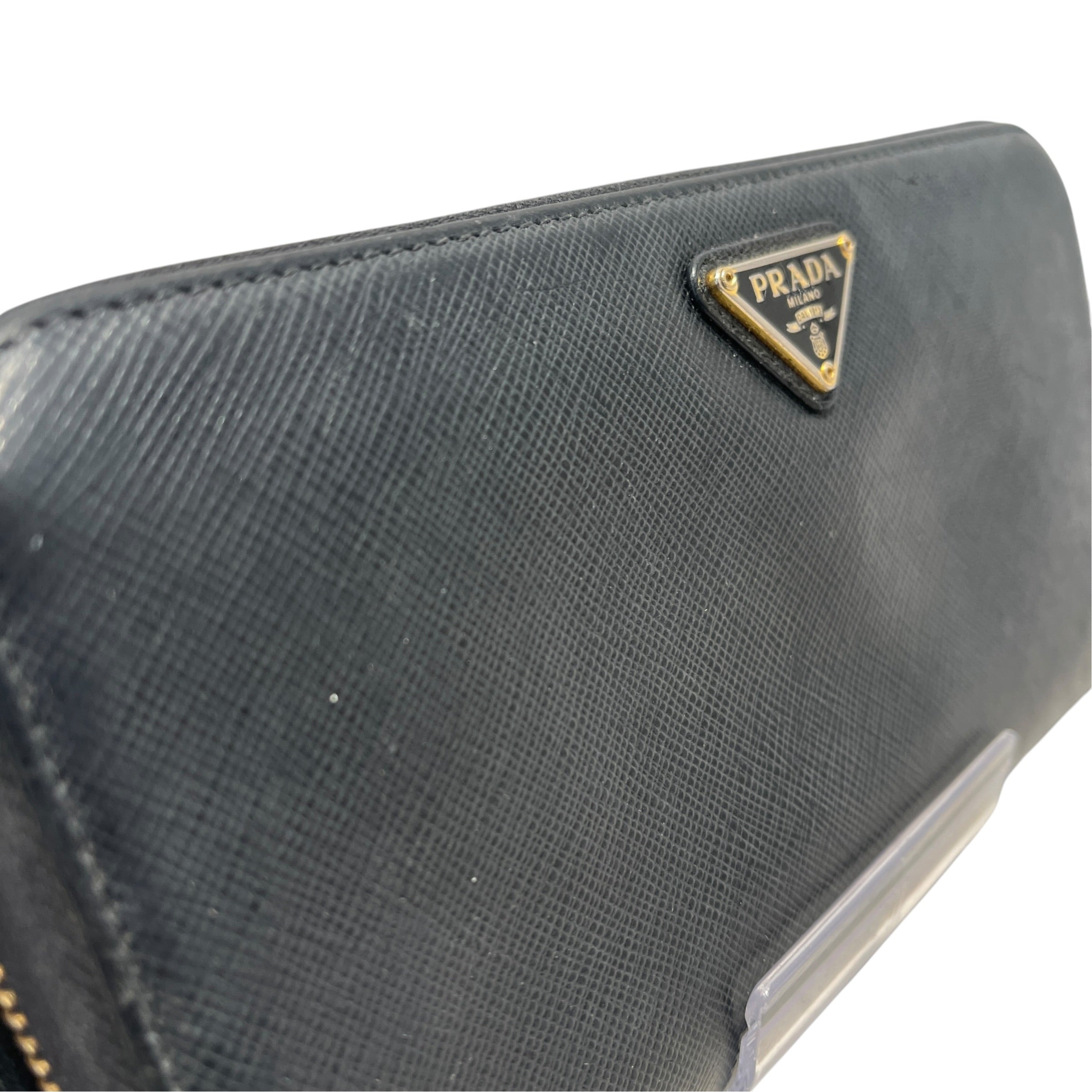 PRADA/Long Wallet/Leather/BLK/L's/SAFFIANO TRANGLE LEATHER/GOLD view 6