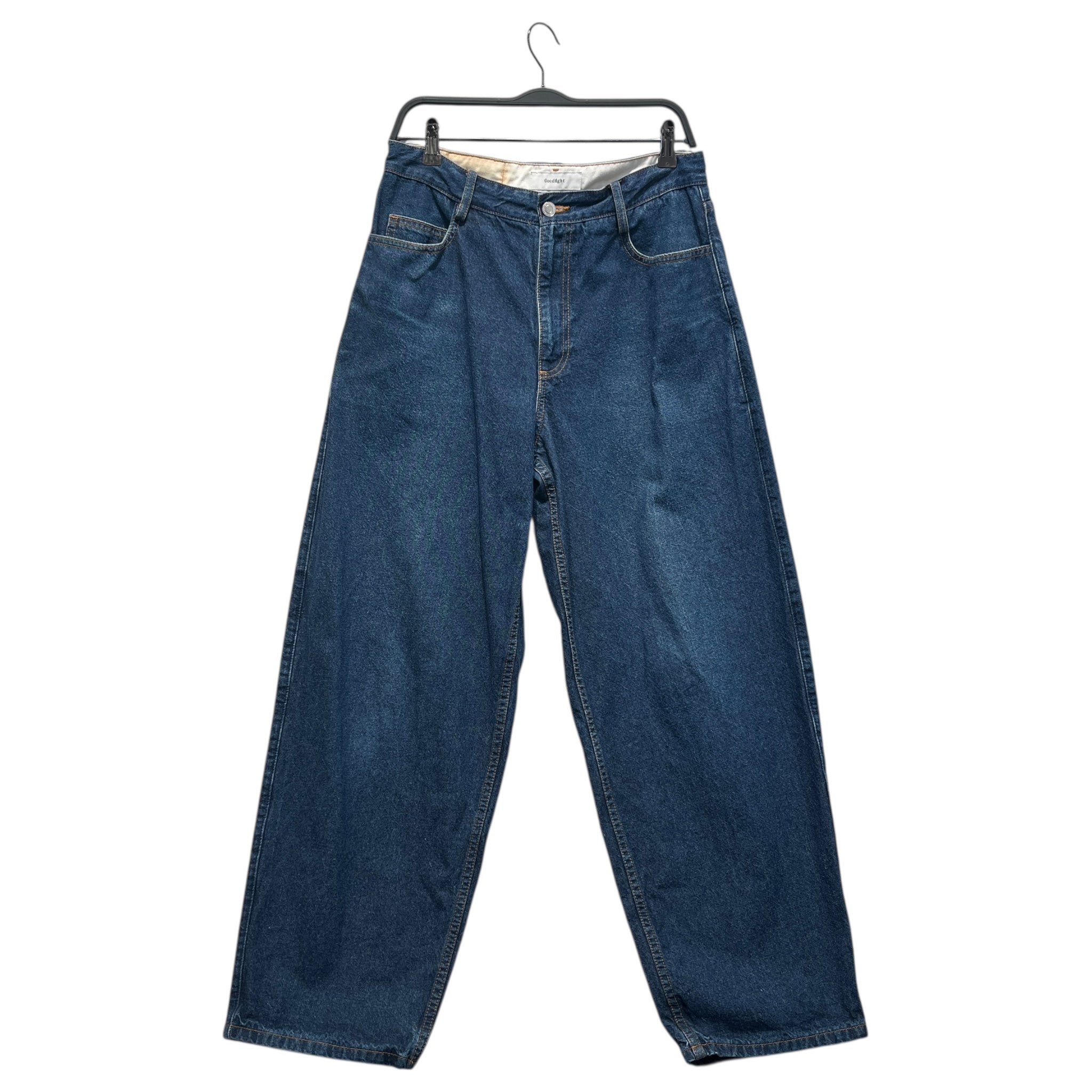 Goodfight/Pants/32/Denim/BRD/gold contrast stitch barrel view 1