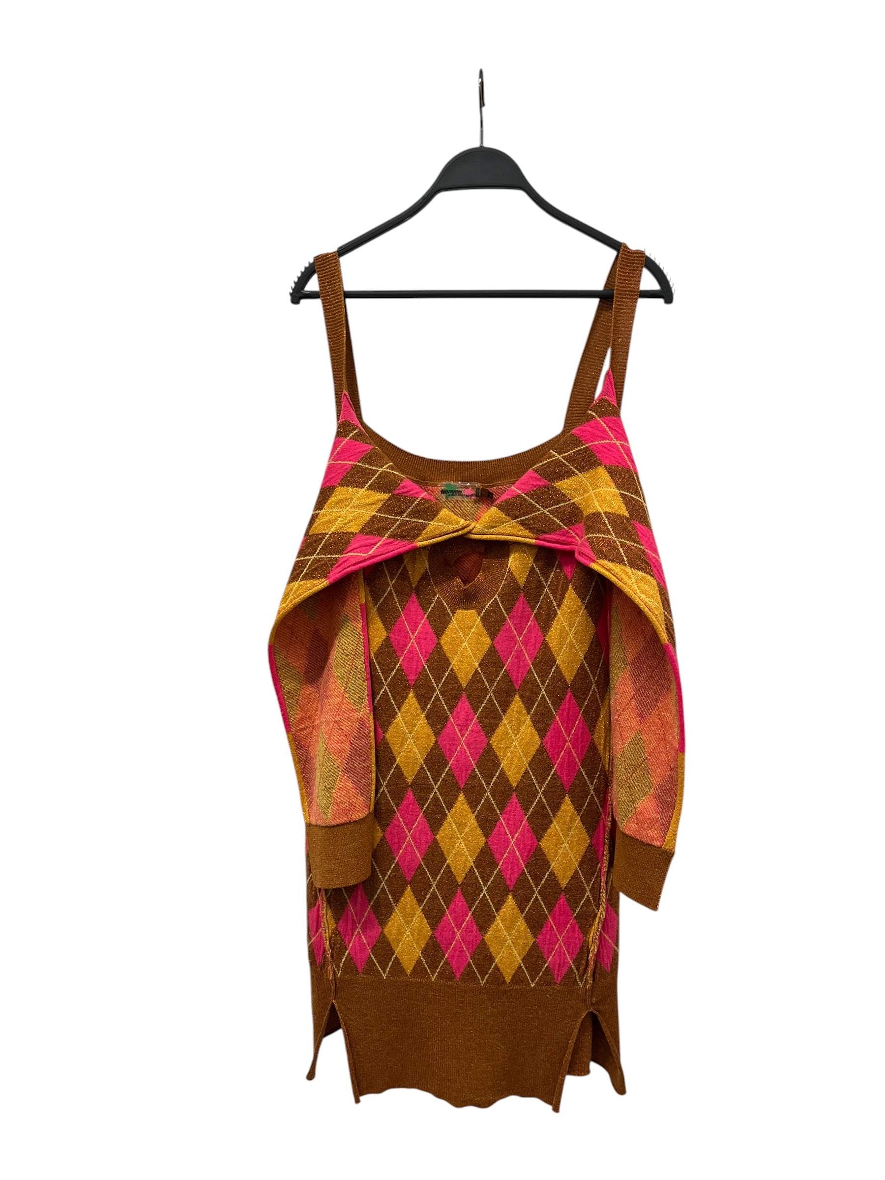 Heaven By Marc Jacobs/Kiko Kostadinov/SL Dress/M/Plaid/Polyester/MLT/Mini Length/ARGYLE GLITTER view 1