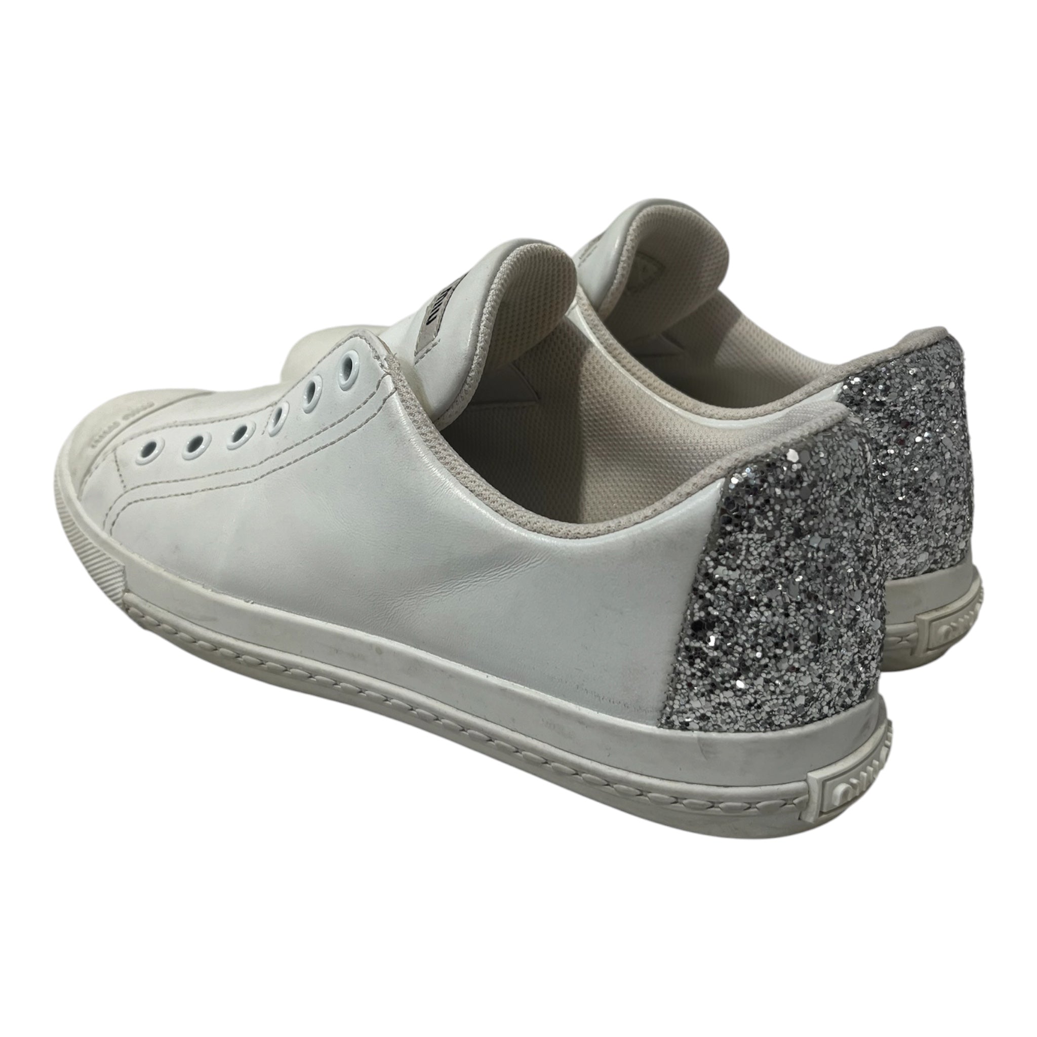 MIU MIU/Low-Sneakers/EU 37/Leather/WHT/5E928B SILVER HEEL view 2