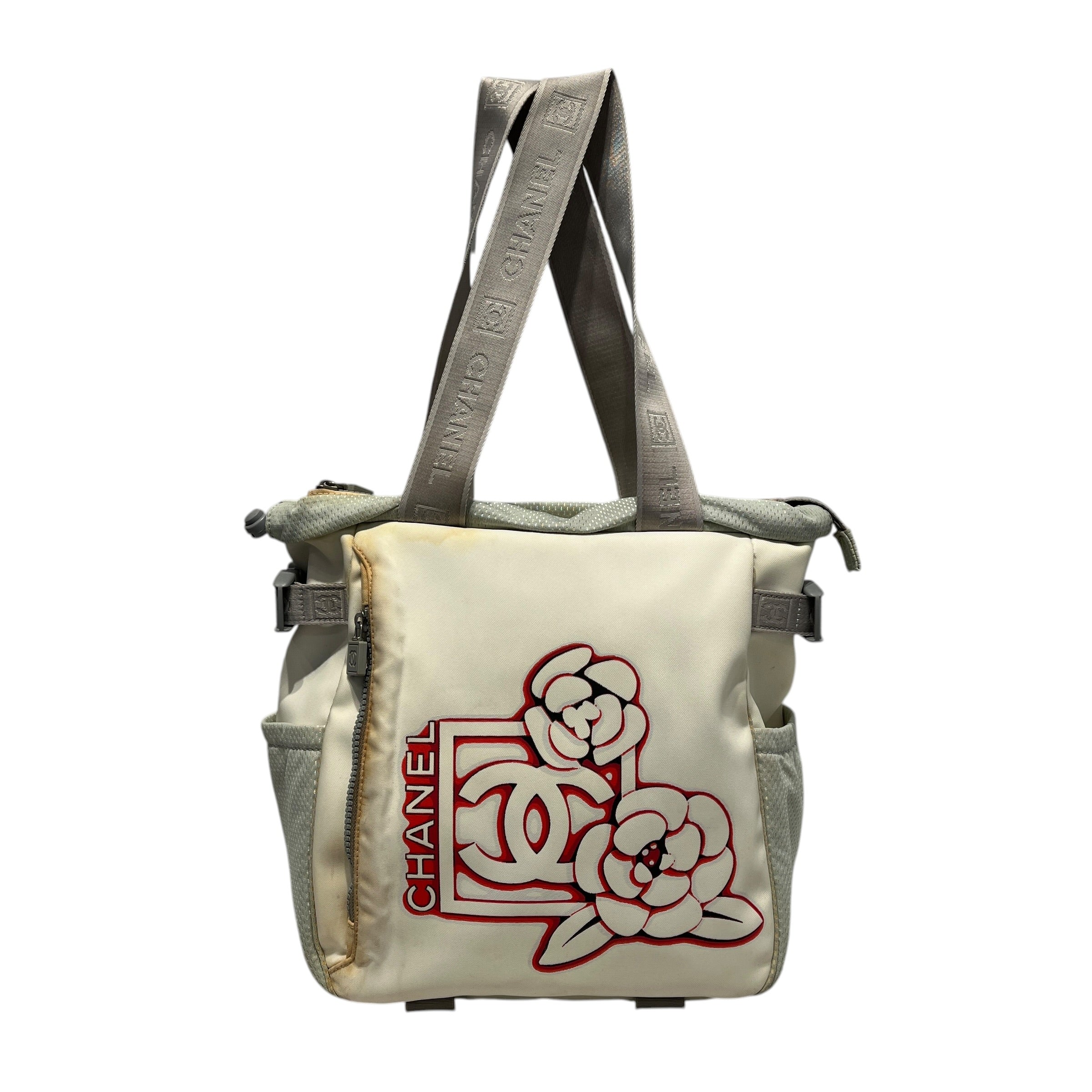 CHANEL/Tote Bag/Nylon/CRM/FLOWER GRAPHIC view 1