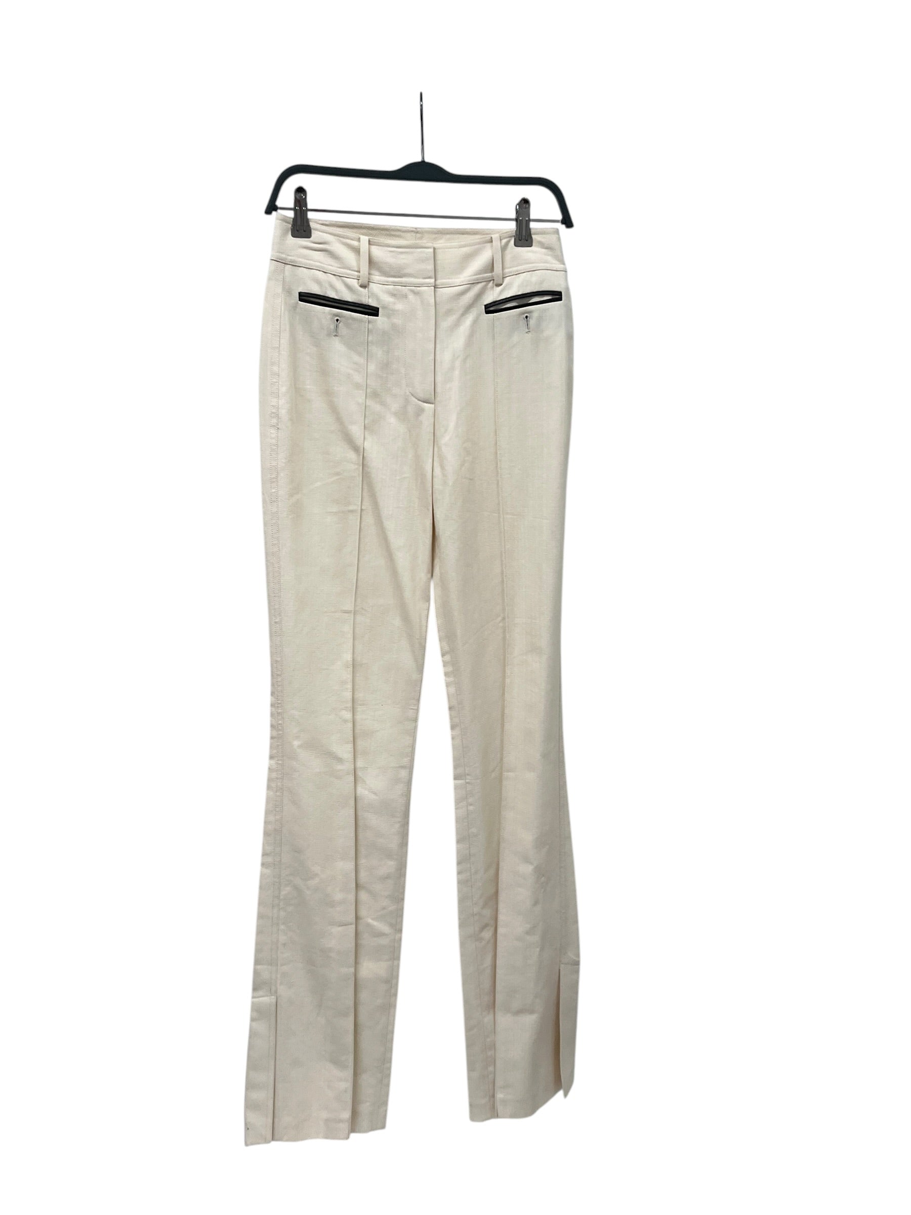 Helmut Lang/Straight Pants/2/Cotton/CRM/BLK LEATHER WELT POCKET view 1
