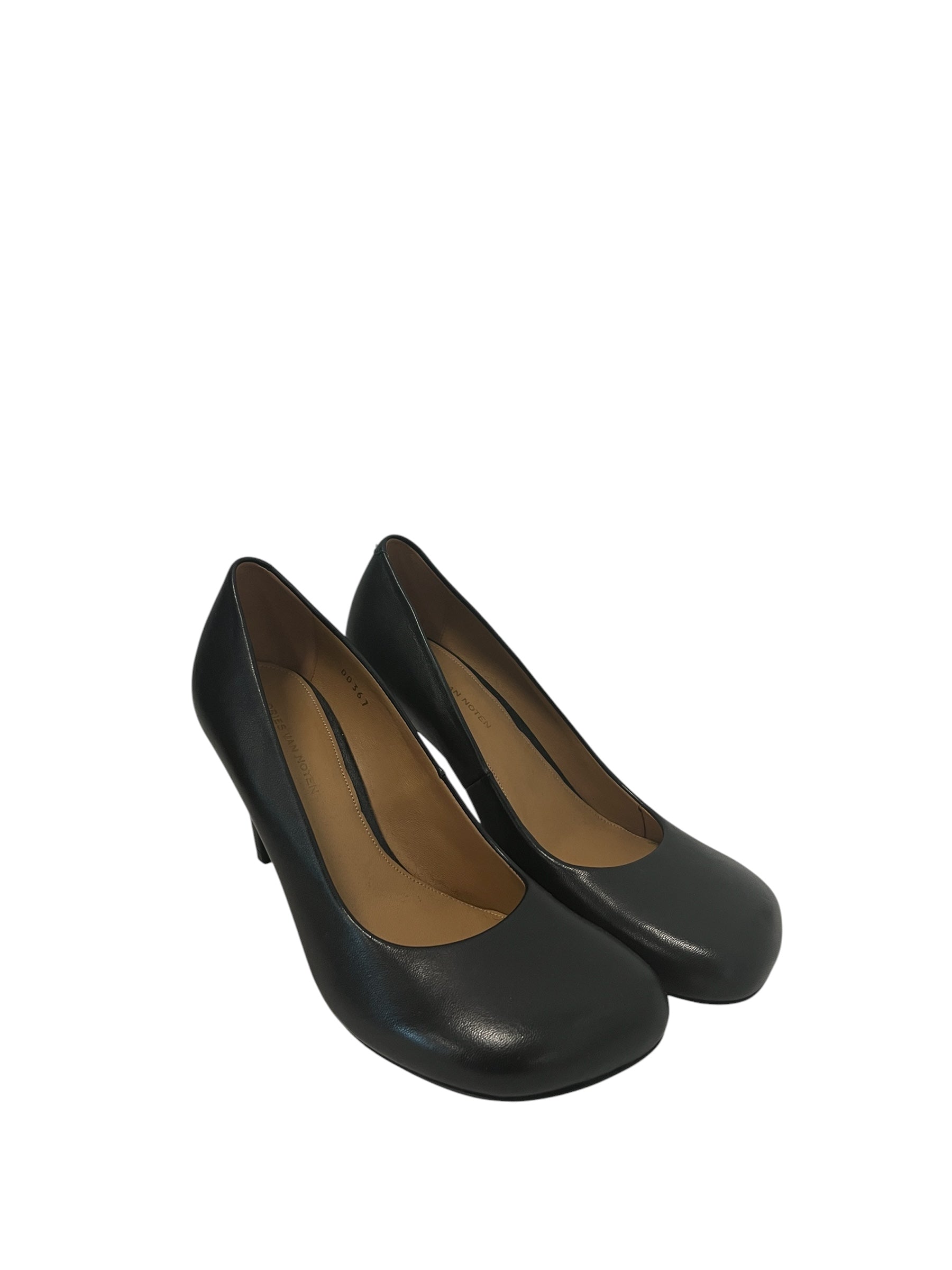 DRIES VAN NOTEN/Heels/US 6.5/Leather/BLK/BLACK LEATHER HEELS view 1