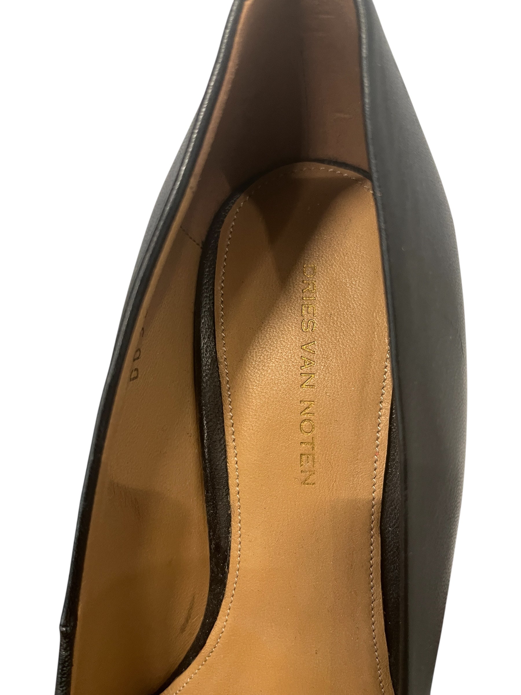 DRIES VAN NOTEN/Heels/US 6.5/Leather/BLK/BLACK LEATHER HEELS view 3