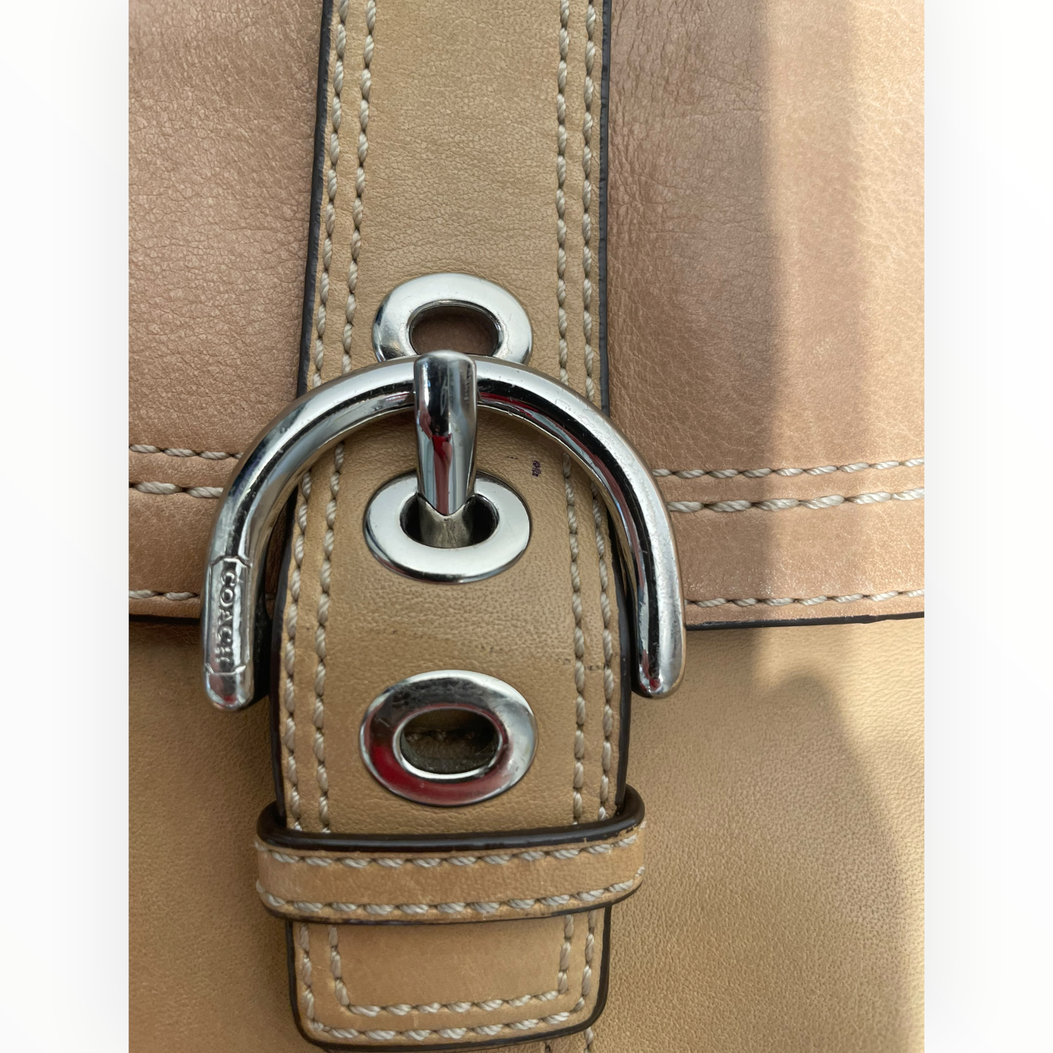 COACH/Cross Body Bag/Leather/BEG/vintage satchel bag w/ buckle view 3