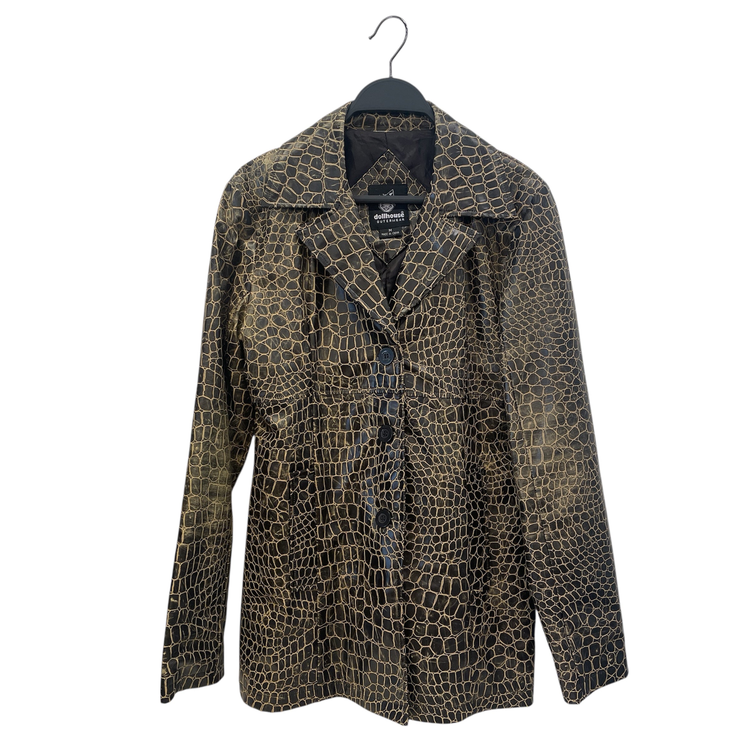 dollhouse/Leather Jkt/M/Animal Pattern/Leather/BRW/Cracked Alligator Print view 1
