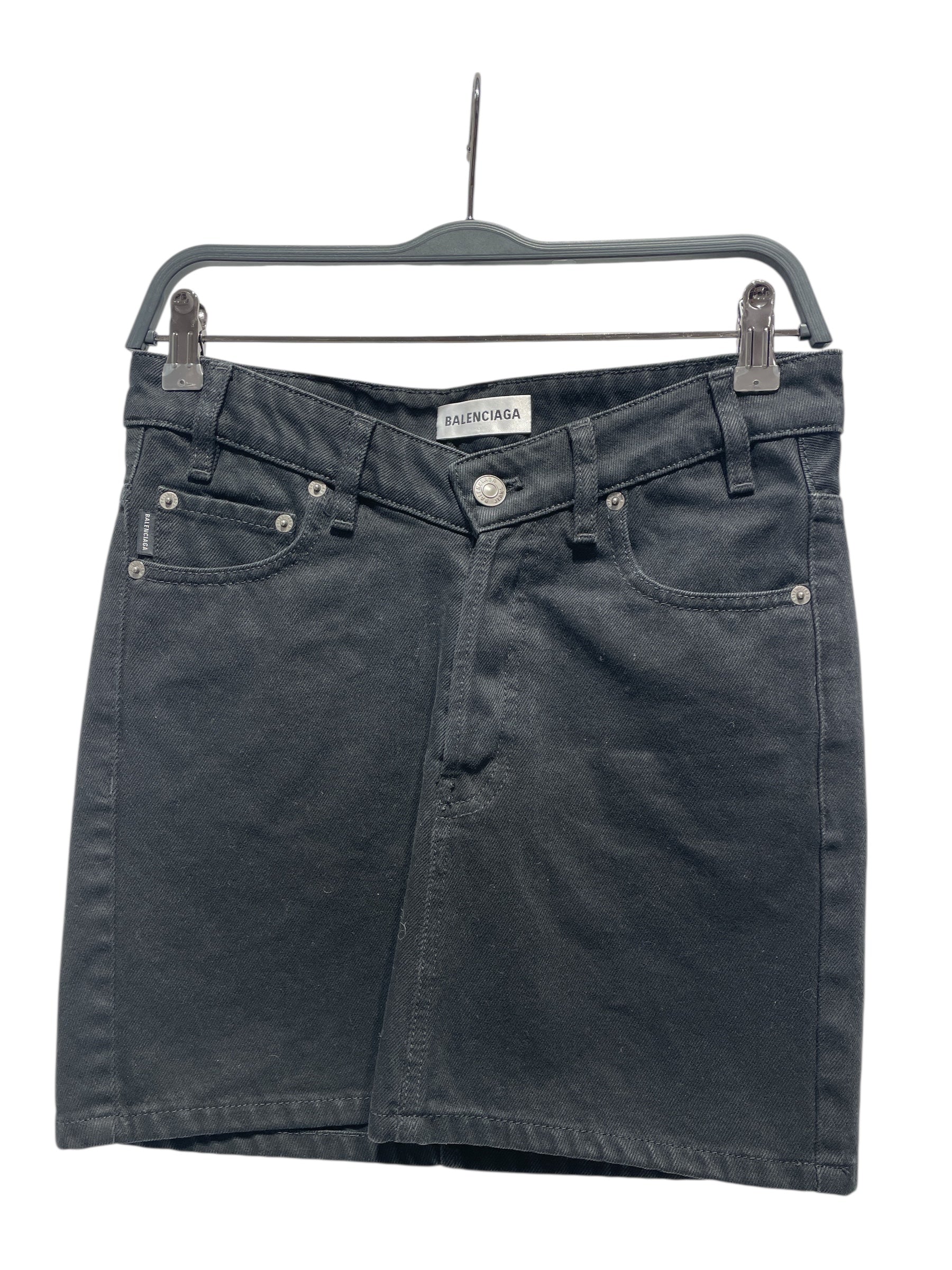 BALENCIAGA/Skirt/36/Denim/BLK/black denim skirt view 1