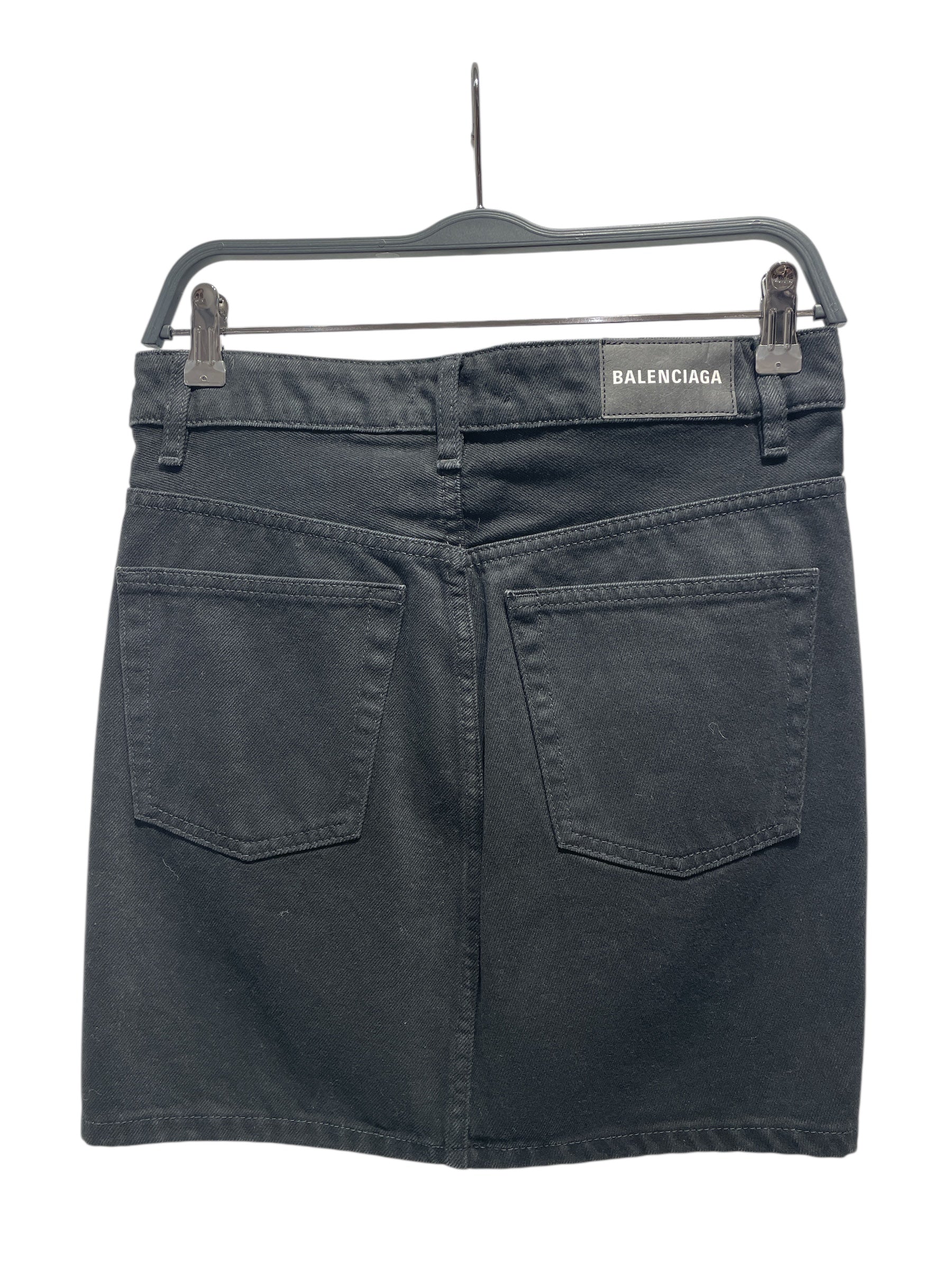 BALENCIAGA/Skirt/36/Denim/BLK/black denim skirt view 2