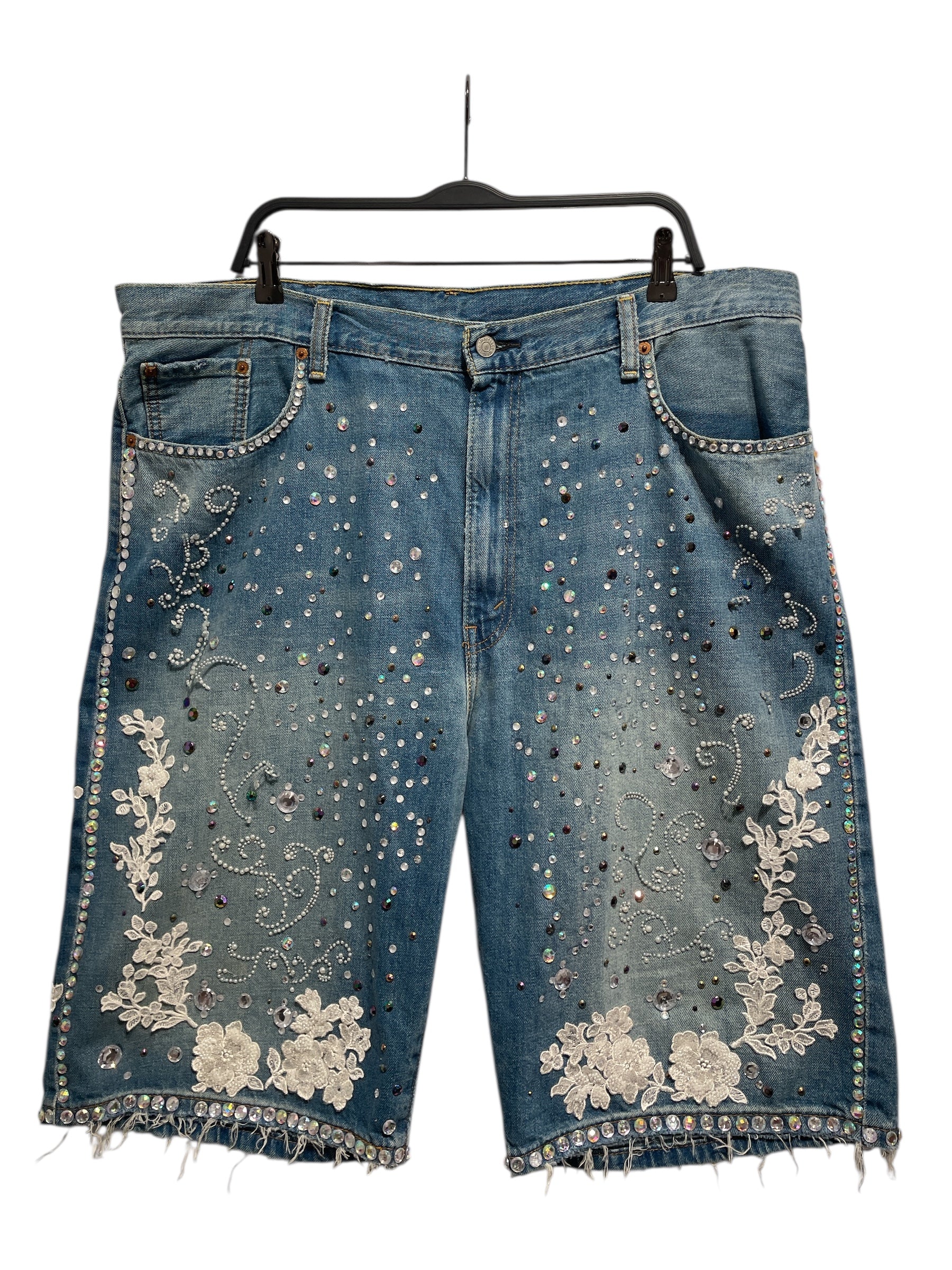 CASSANOVA LEVIS/Shorts/40/Denim/IDG/All Over Print/RHINE STONE view 1