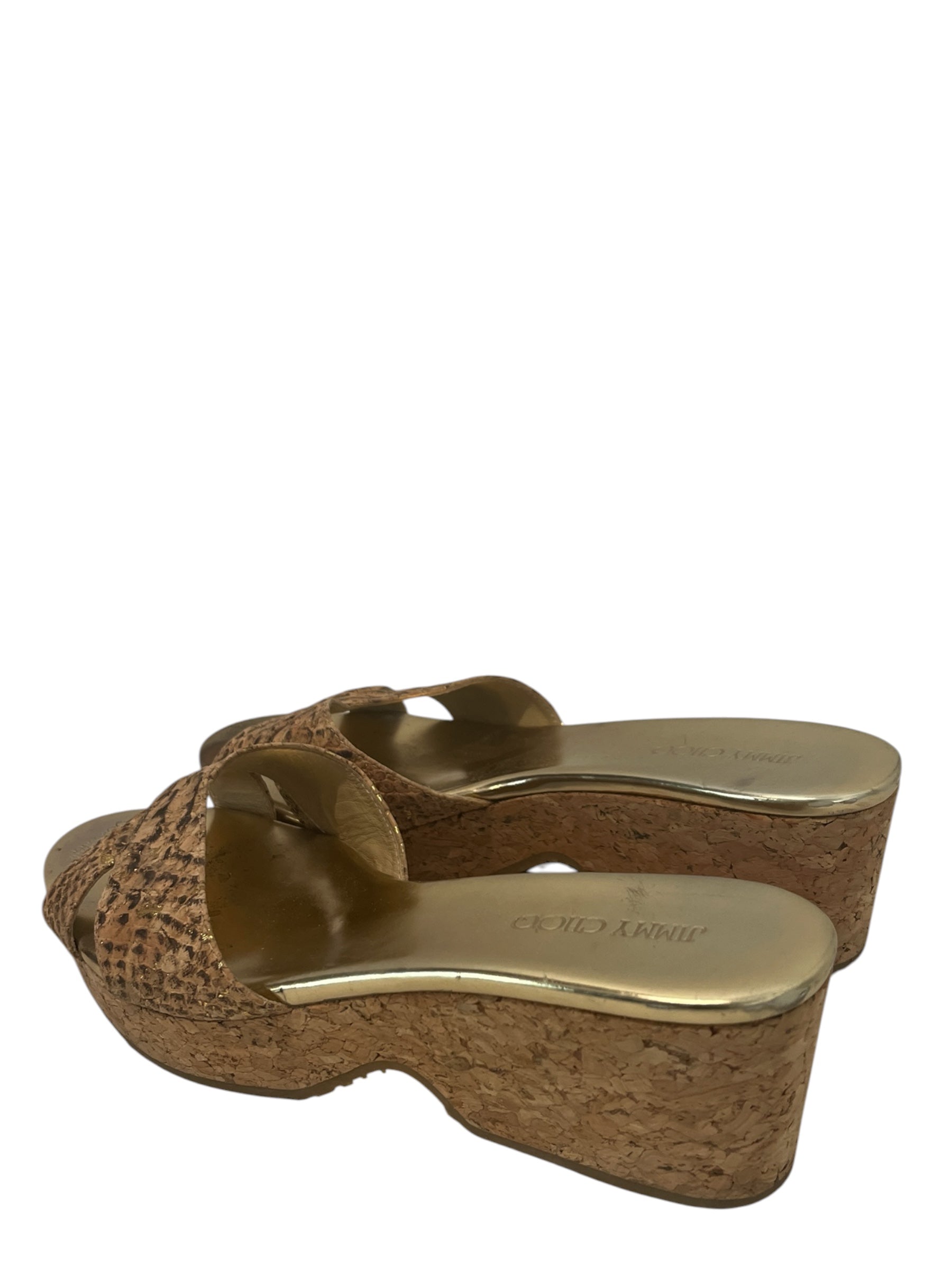JIMMY CHOO/Sandals/EU 36.5/GLD/CORKSOLESNAKESKINSTRAPS view 2