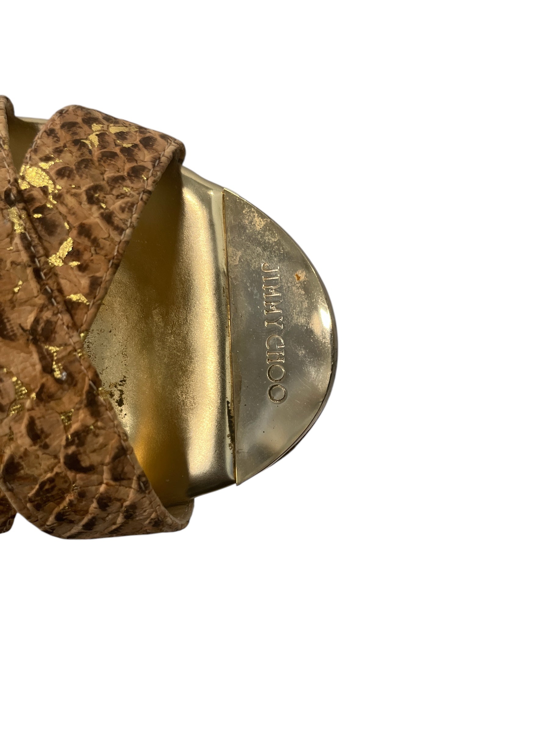 JIMMY CHOO/Sandals/EU 36.5/GLD/CORKSOLESNAKESKINSTRAPS view 5