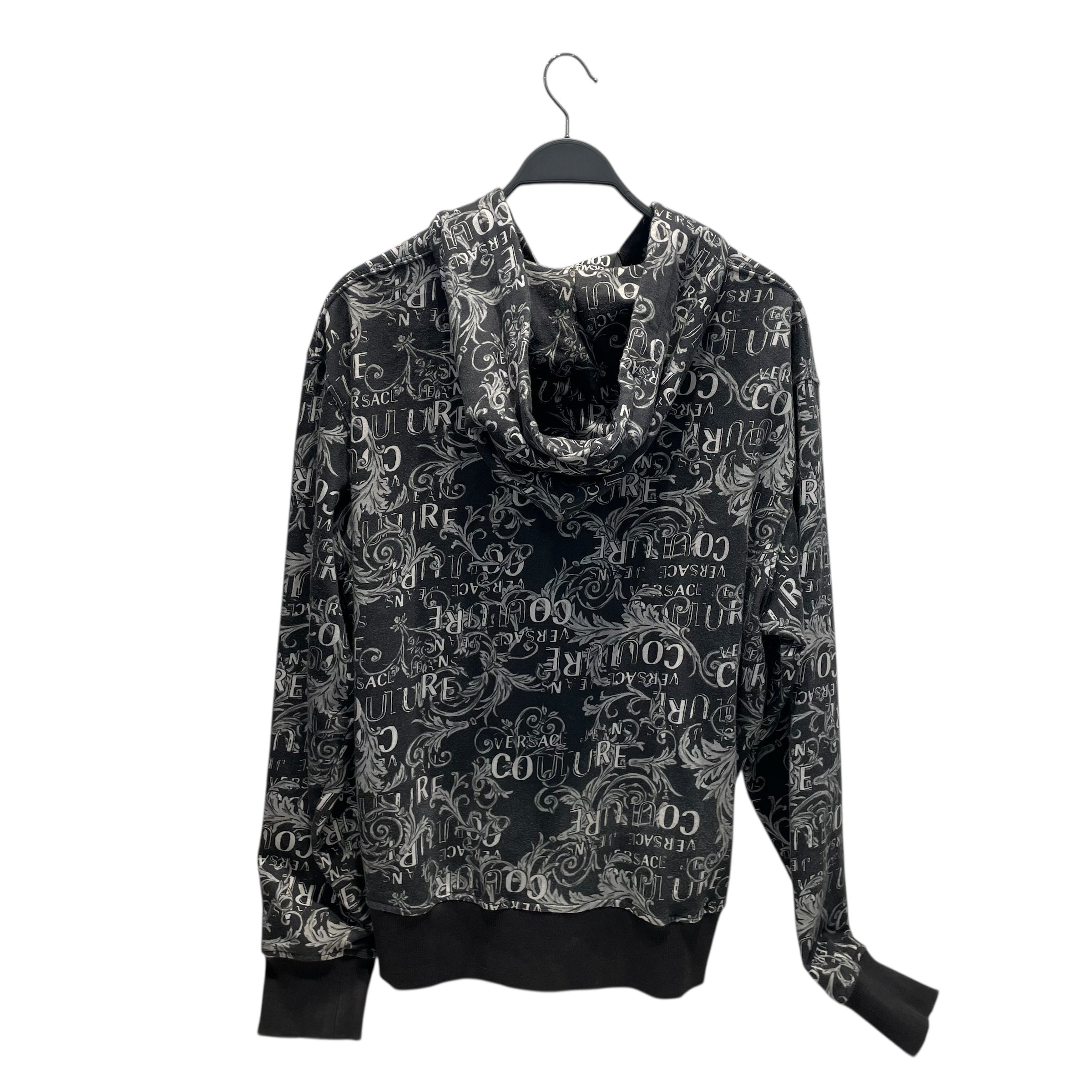 VERSACE JEANS COUTURE/Zip Up Hoodie/XXL/All Over Print/Cotton/BLK/couture logos all over view 2