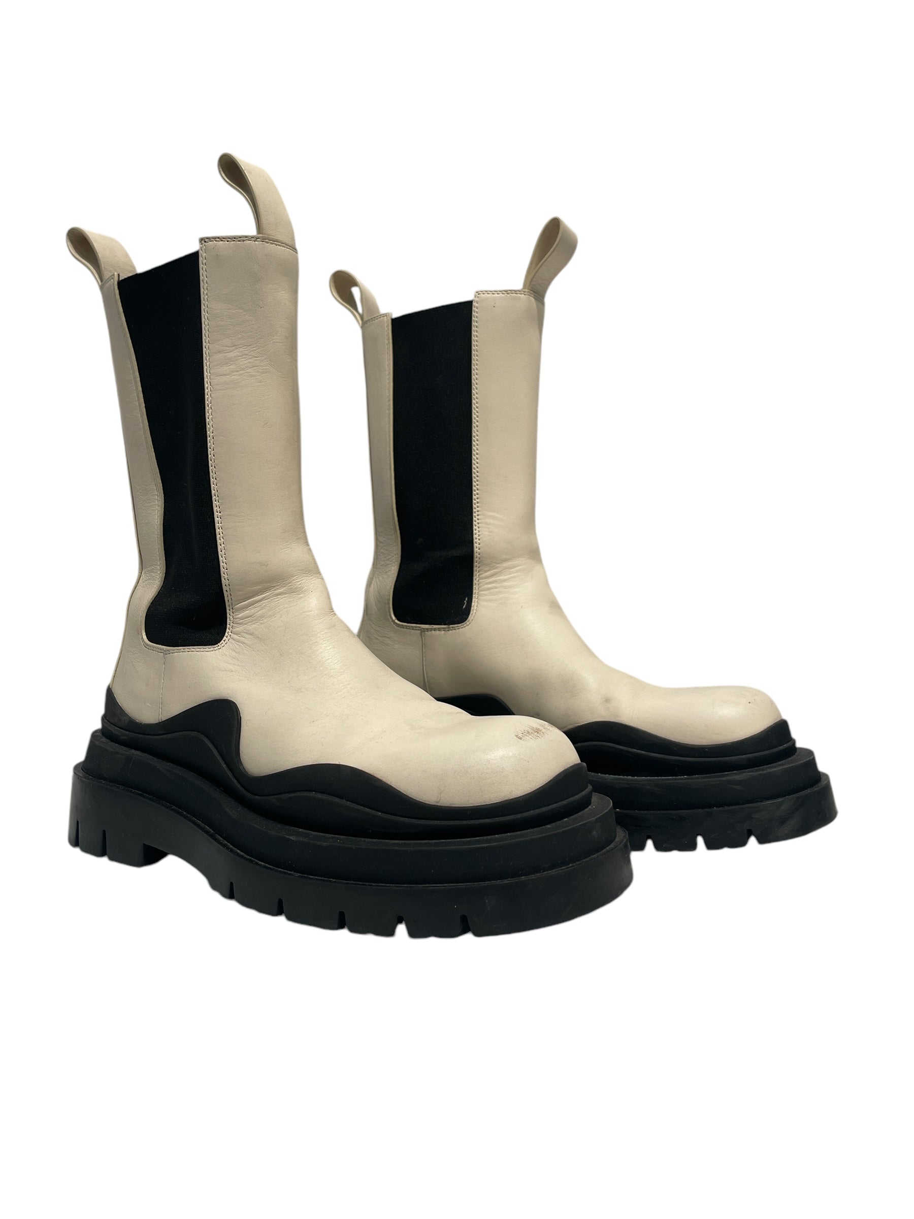 BOTTEGA VENETA/Rain Boots/EU 38.5/WHT/b/w puddle boots view 1