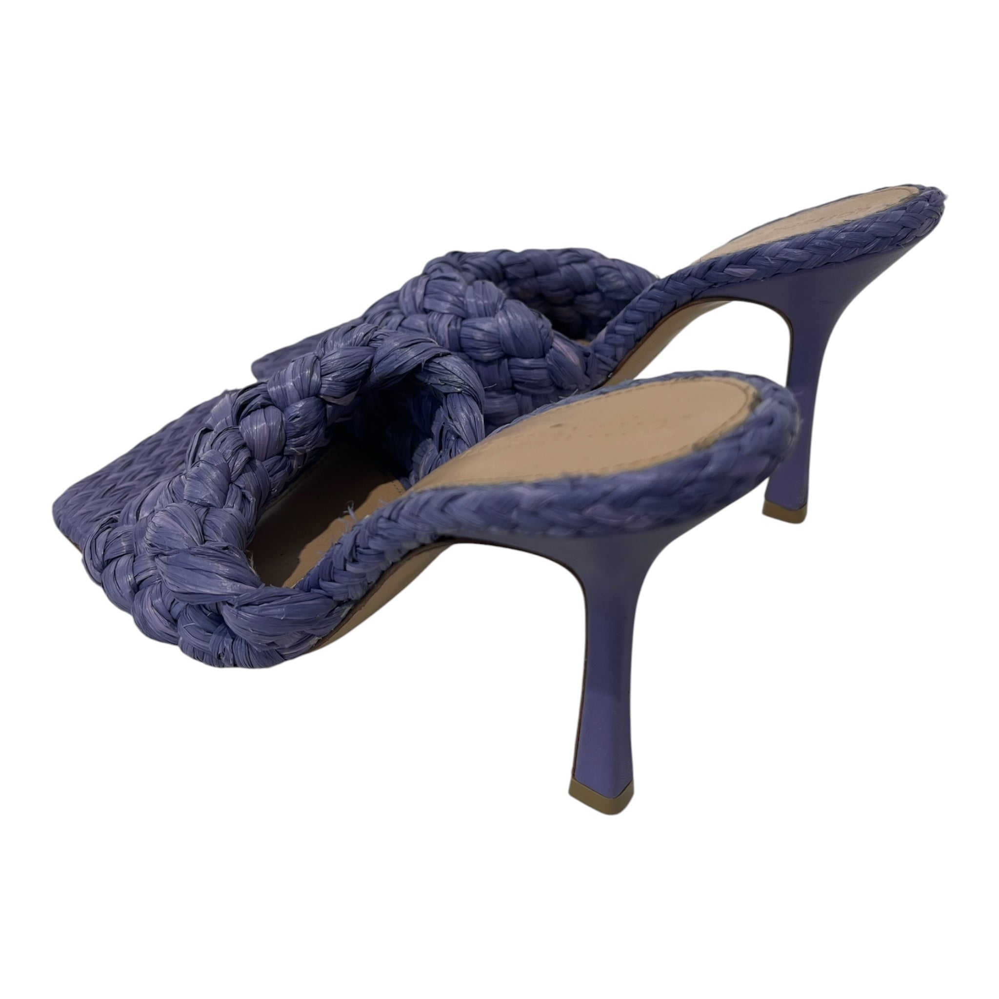 BOTTEGA VENETA/Heels/US 7/Tweed/PPL/Open-Toe/intrecciato weave raffia heels view 2