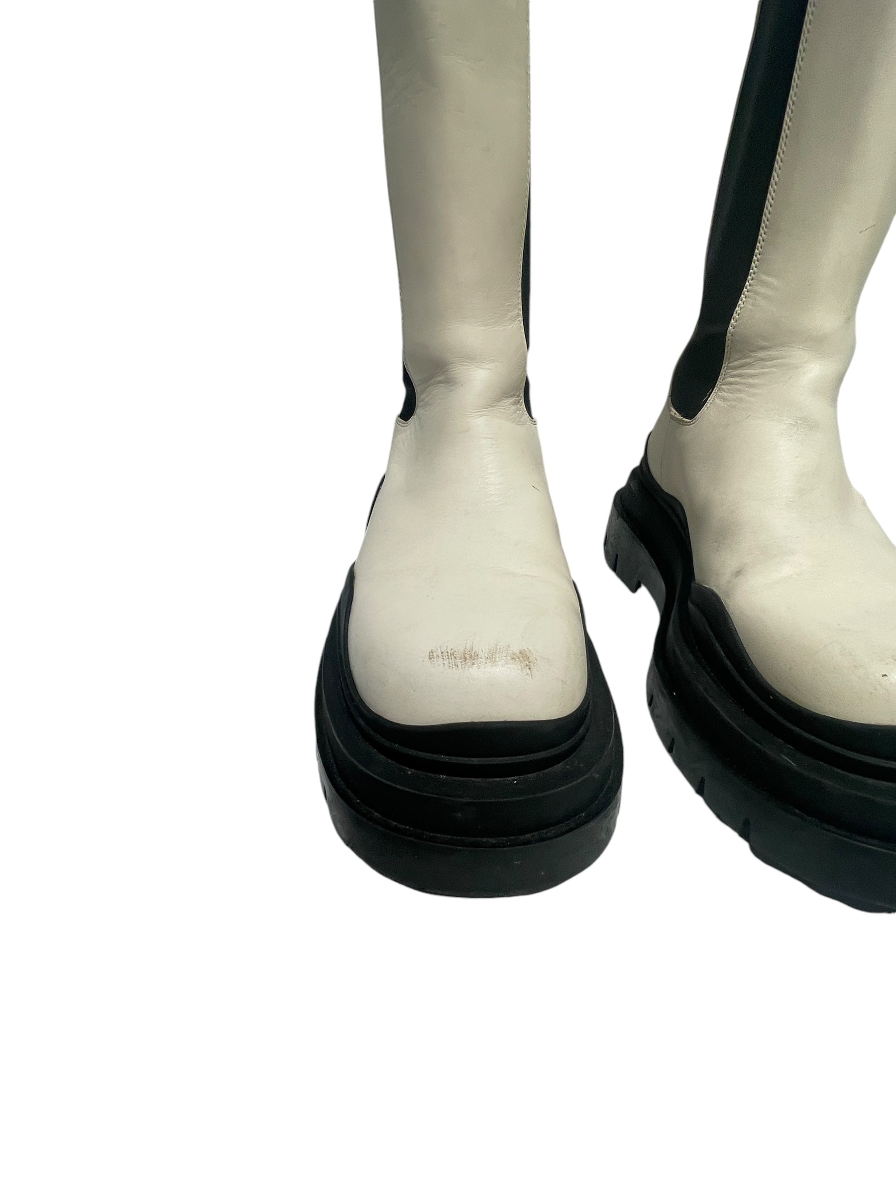 BOTTEGA VENETA/Rain Boots/EU 38.5/WHT/b/w puddle boots view 6