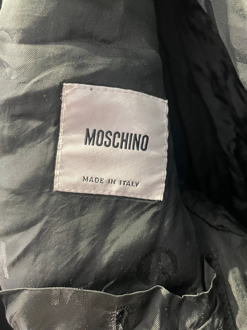 MOSCHINO/Trench Coat/M/Cotton/BLK/Detailed
