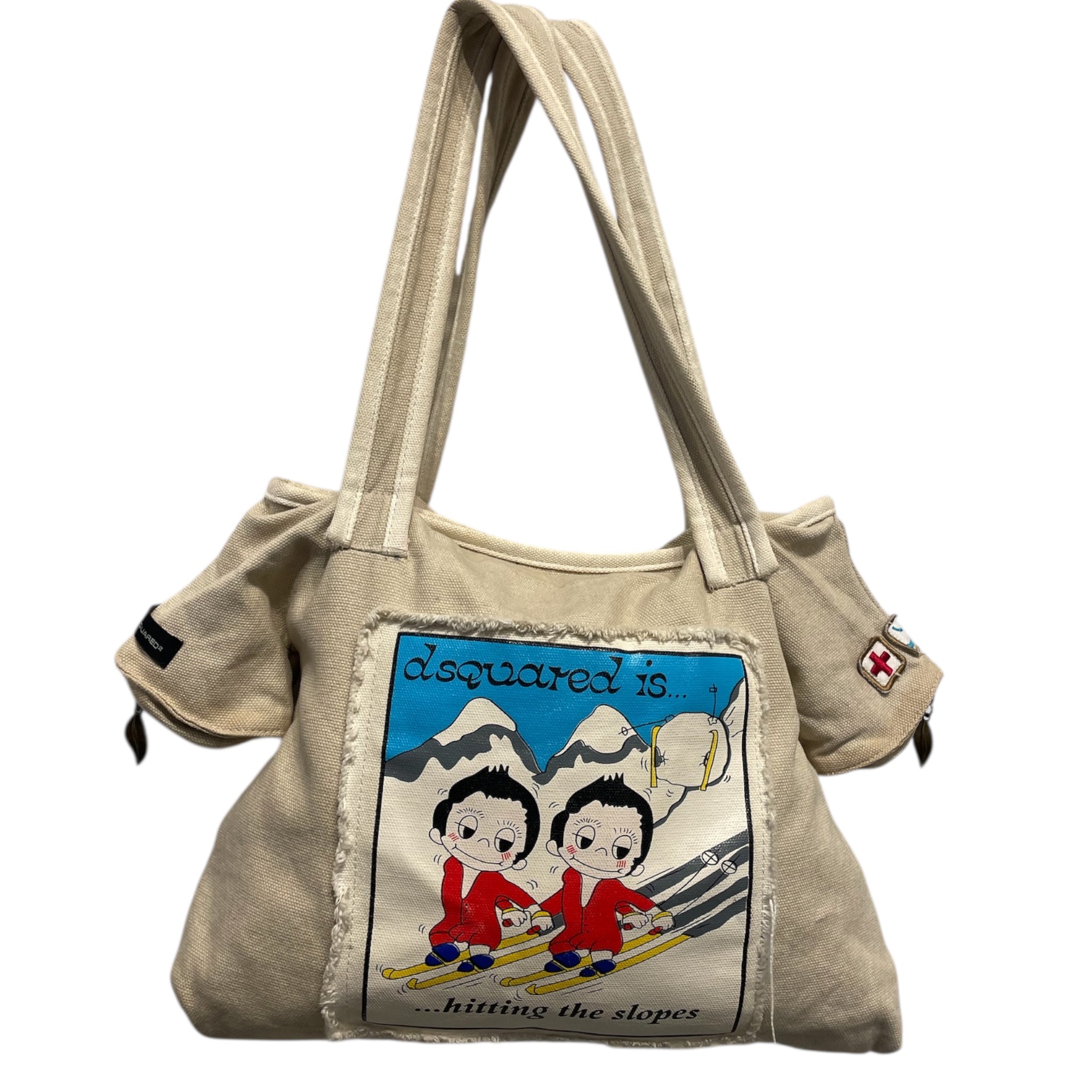 DSQUARED2/Tote Bag/Cotton/CRM/dsquared is hitting the slopes view 1