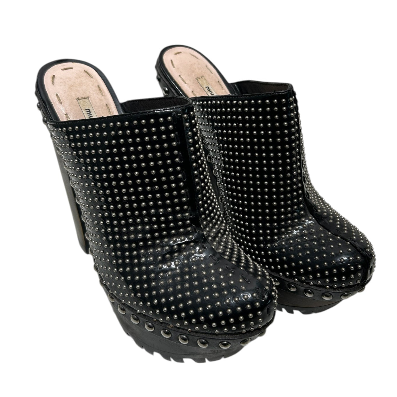 MIU MIU/Heels/US 5/Leather/BLK/STUDS view 1
