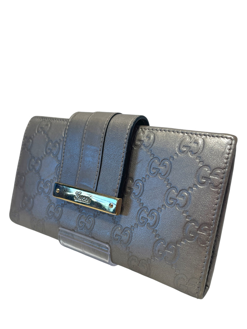 GUCCI/Long Wallet/OS/Monogram/Leather/SLV/Guccissima Web Continental