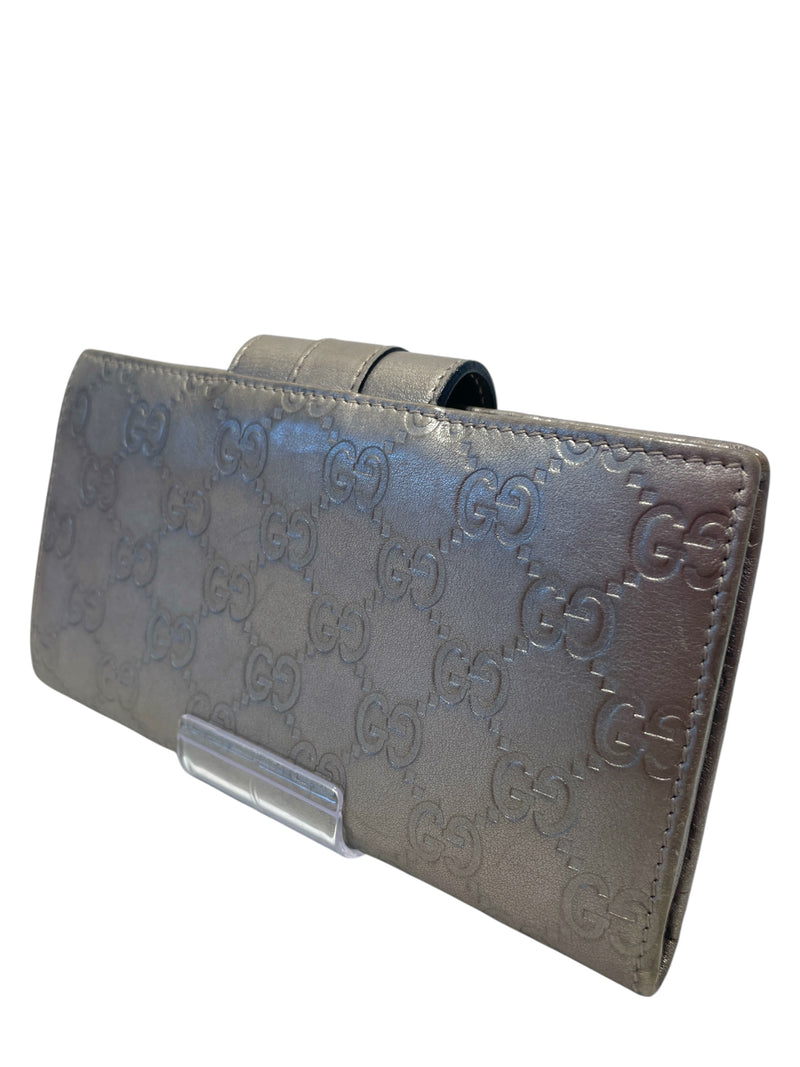 GUCCI/Long Wallet/OS/Monogram/Leather/SLV/Guccissima Web Continental