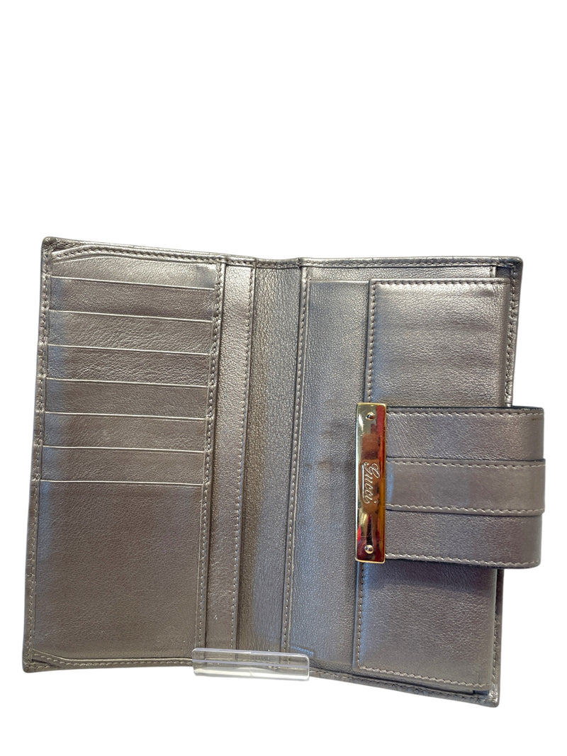 GUCCI/Long Wallet/OS/Monogram/Leather/SLV/Guccissima Web Continental