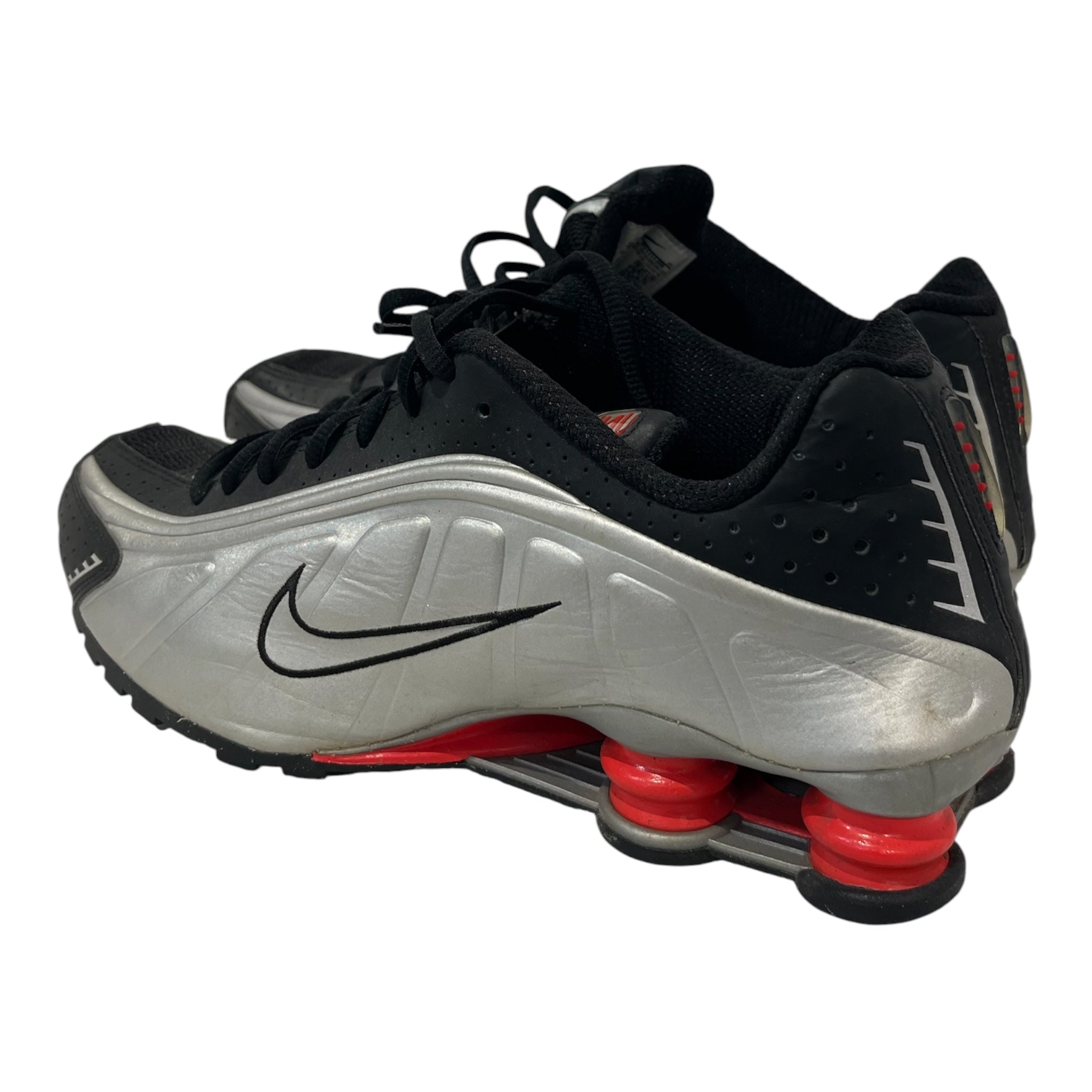 NIKE/Low-Sneakers/US 11/Polyester/SLV/shox r4 metallic silver/blk view 2
