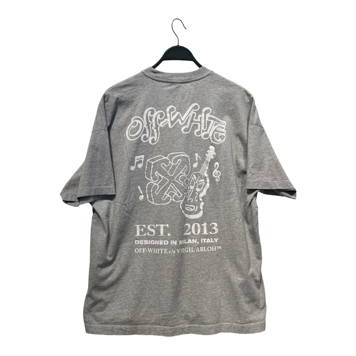 OFF-WHITE/T-Shirt/XS/Cotton/GRY/violin and logo est 2013 back view 2