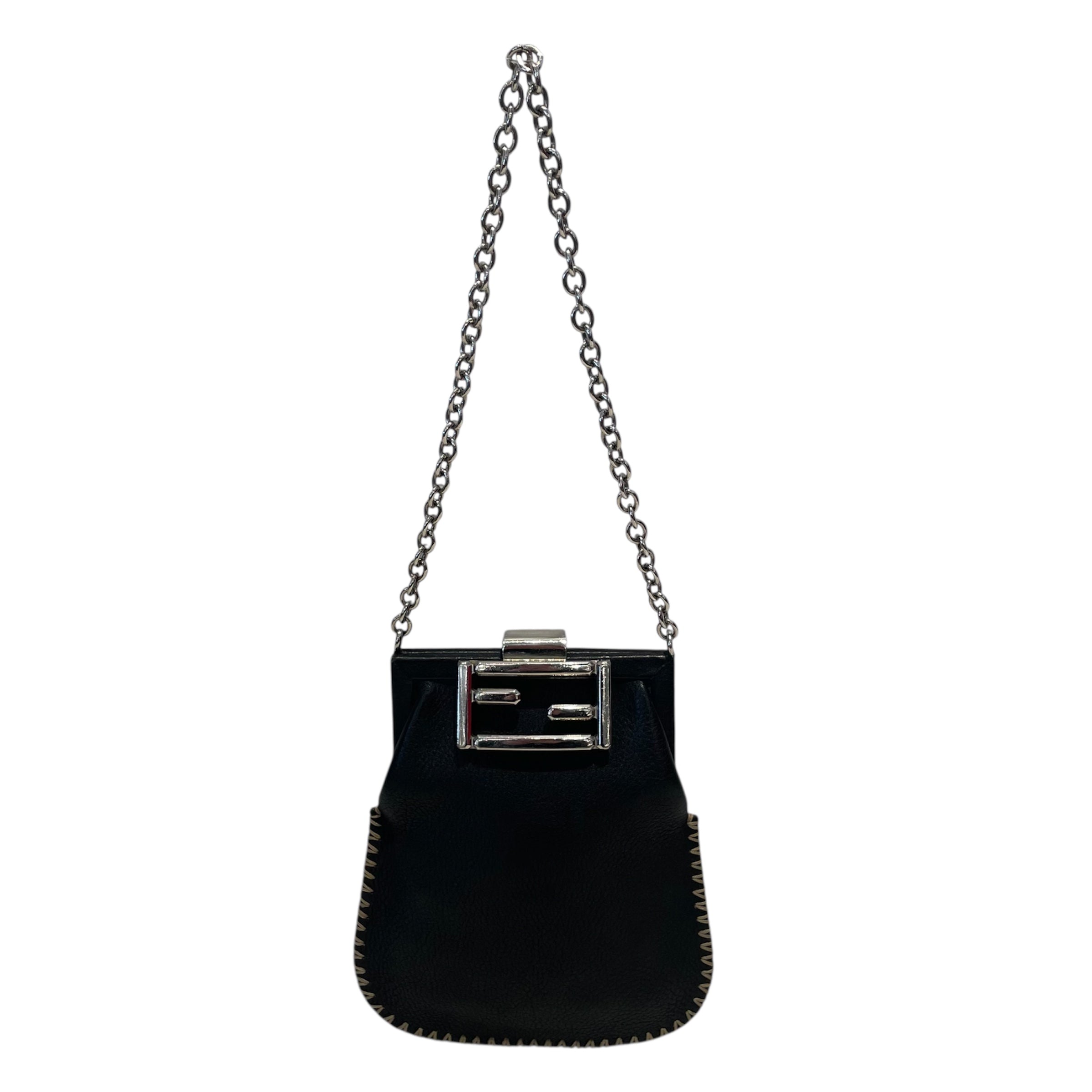 FENDI/Hand Bag/Leather/BLK/Minaudiere Mini Vintage view 1