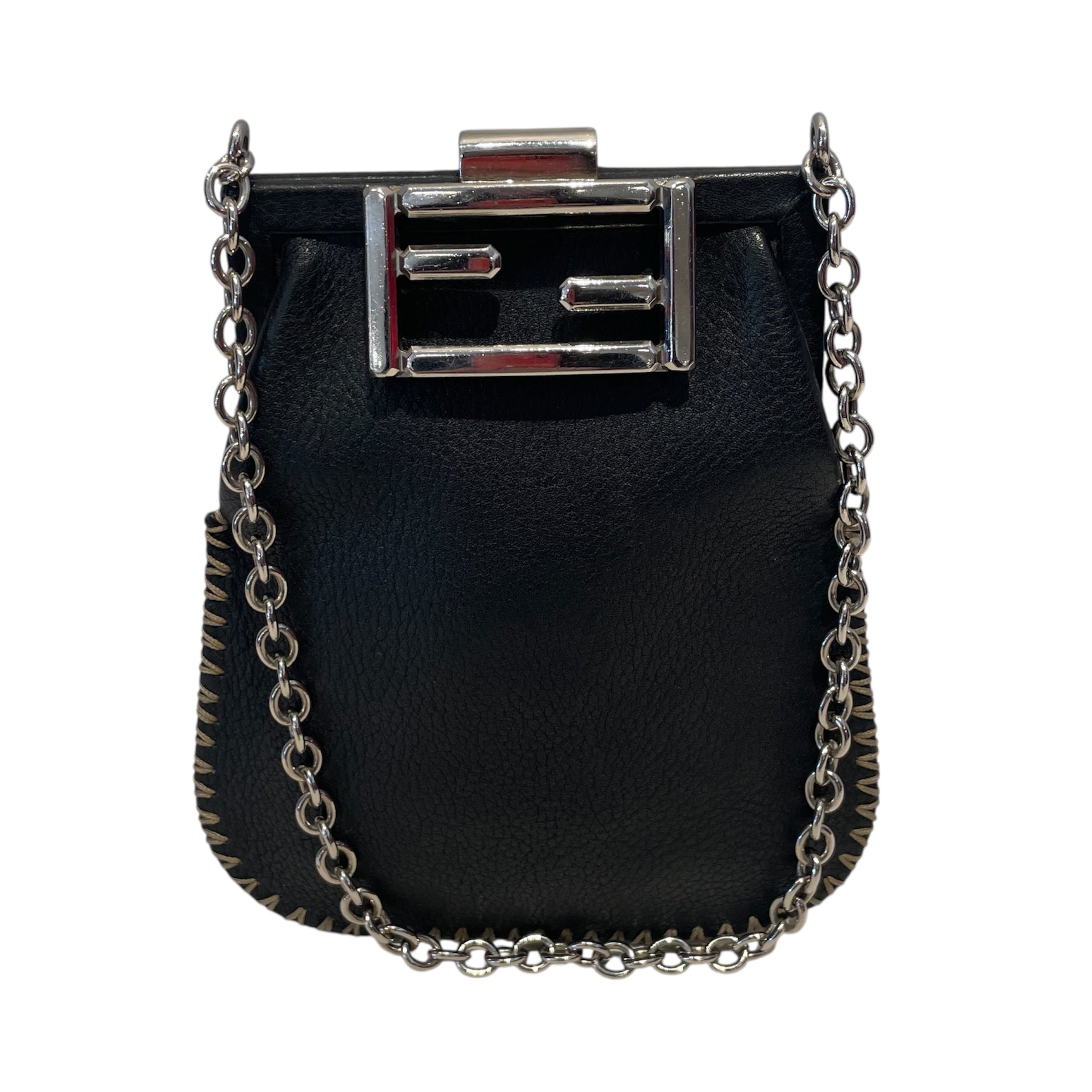 FENDI/Hand Bag/Leather/BLK/Minaudiere Mini Vintage view 6