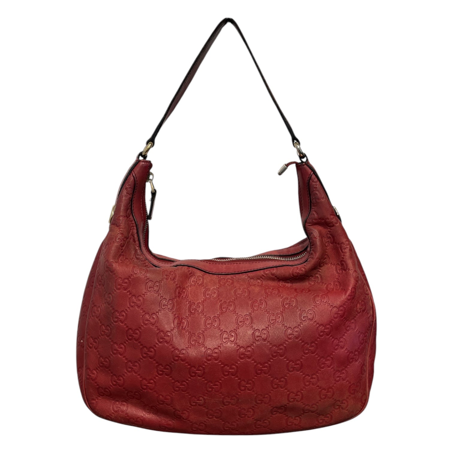 GUCCI/Hand Bag/Monogram/Leather/RED/Leather hobo bag view 1