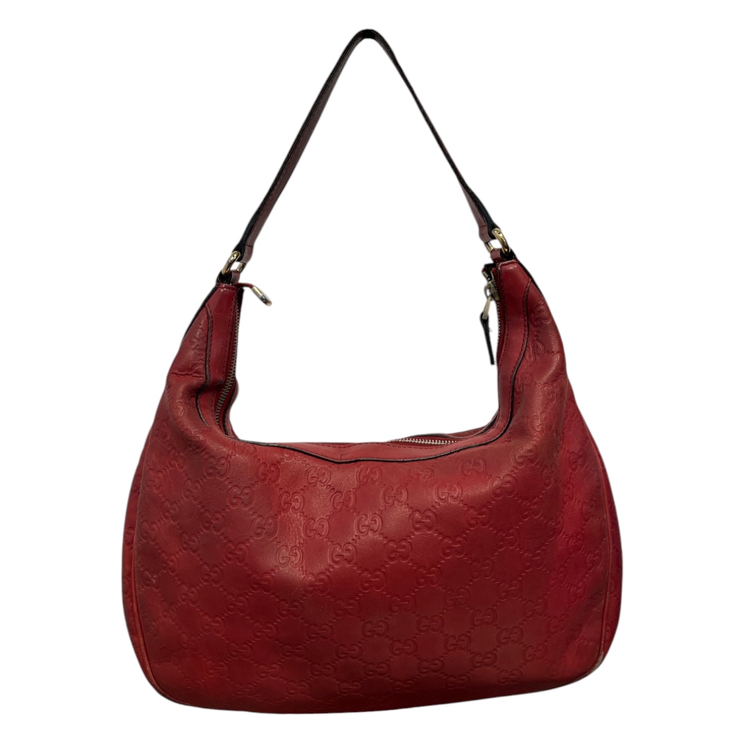 GUCCI/Hand Bag/Monogram/Leather/RED/Leather hobo bag view 2