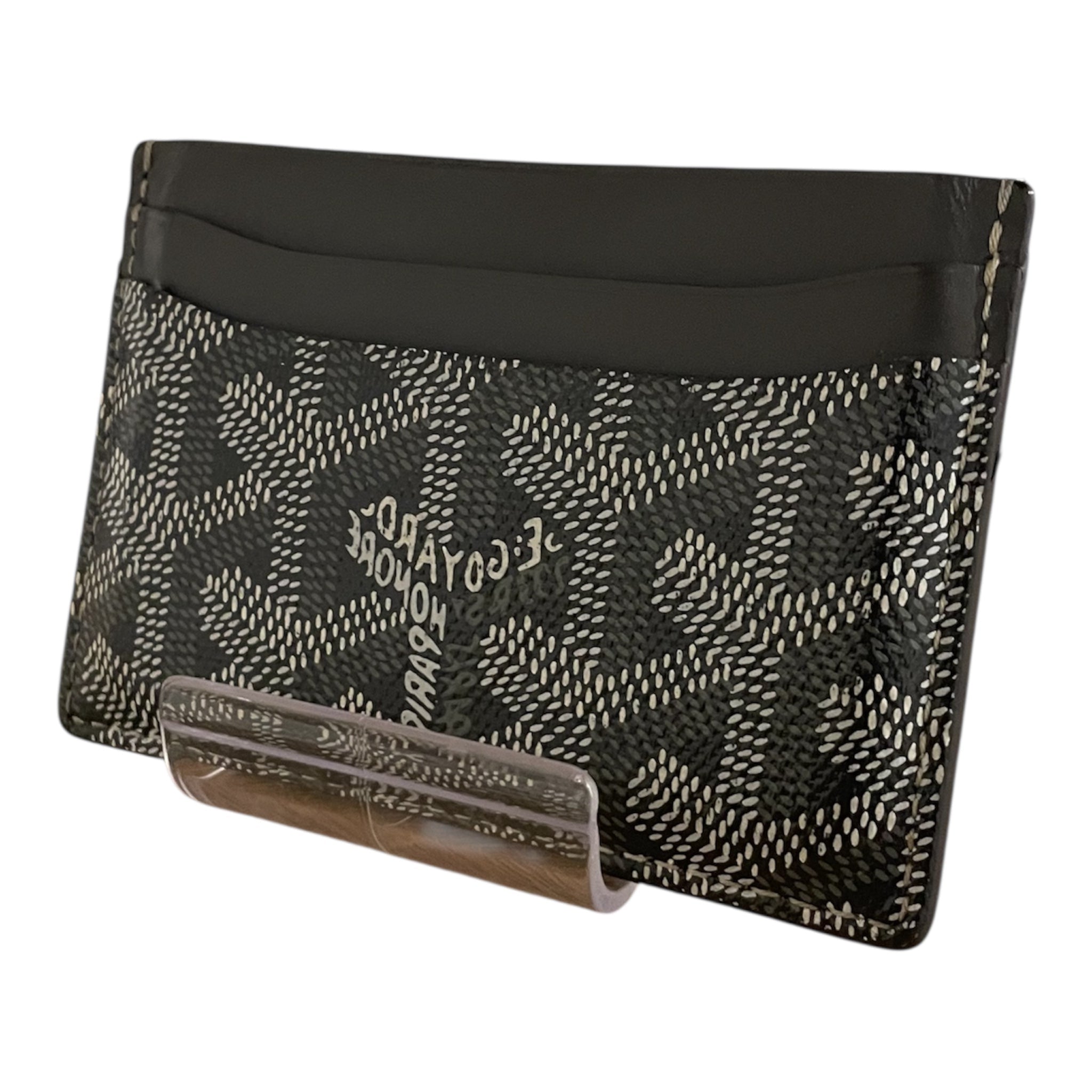 GOYARD/Wallet/Monogram/Leather/GRY/white/yellow/black stripe view 2
