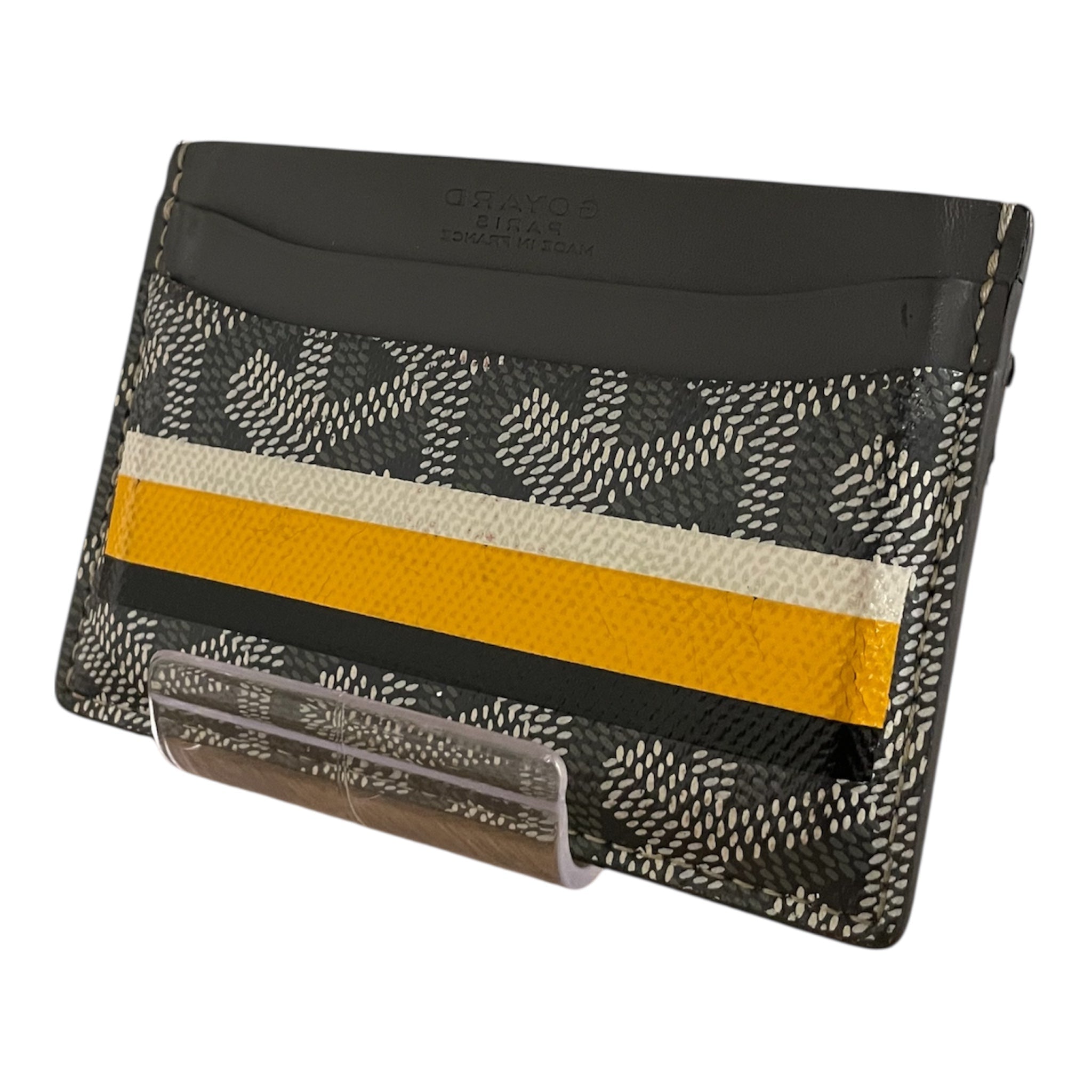 GOYARD/Wallet/Monogram/Leather/GRY/white/yellow/black stripe view 1