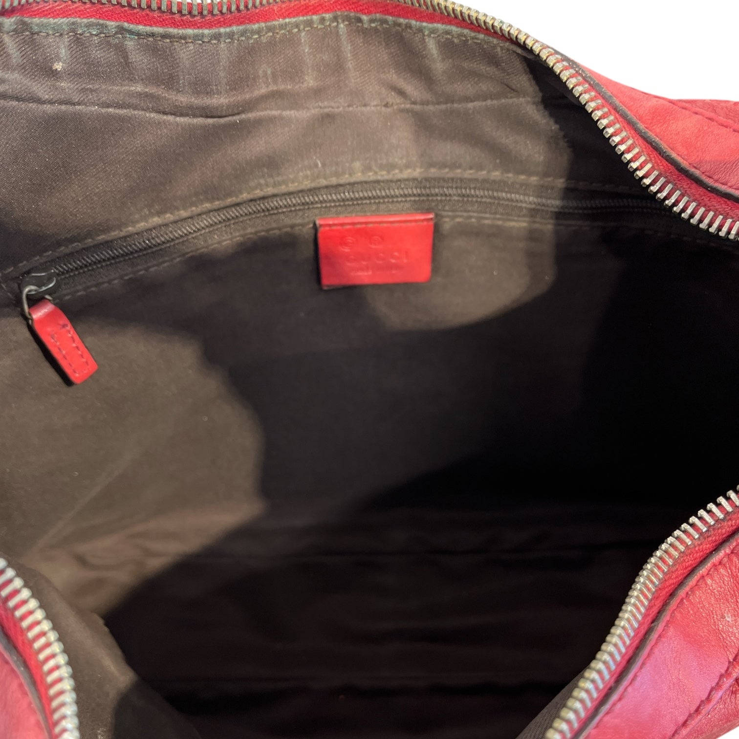 GUCCI/Hand Bag/Monogram/Leather/RED/Leather hobo bag view 4